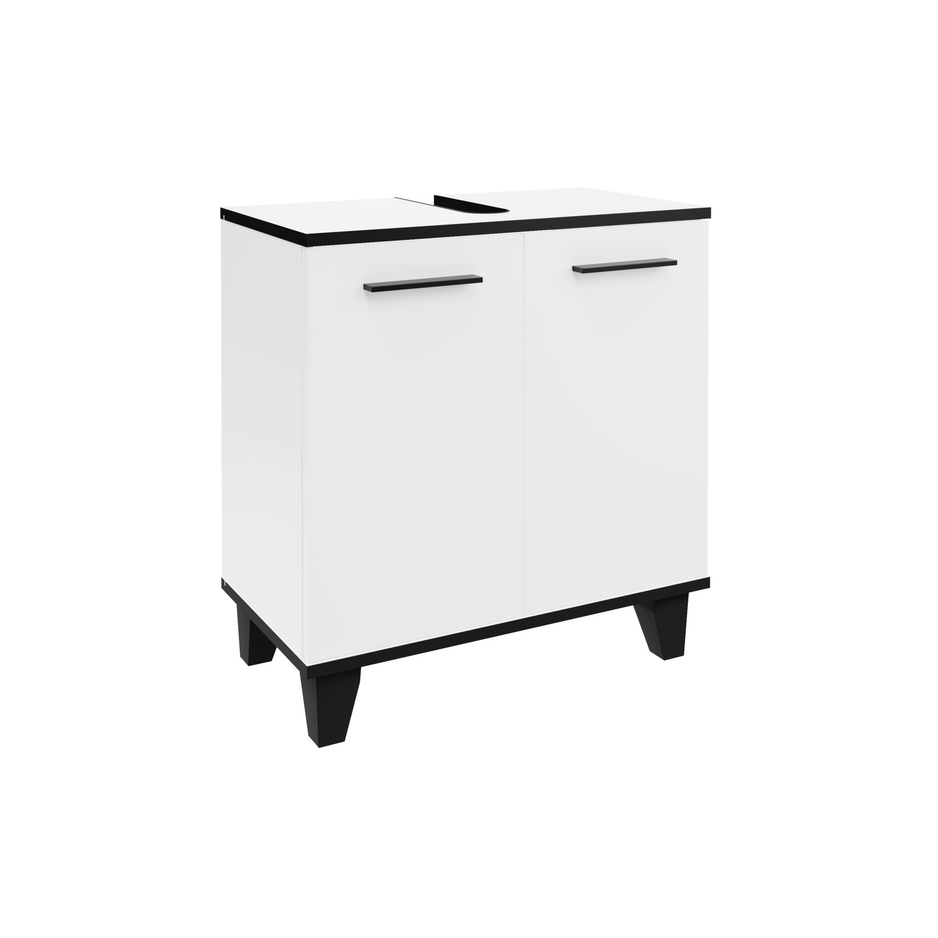 Fackelmann TE-A Waschtischunterschrank 60 cm breit mit Füßen, Weiß