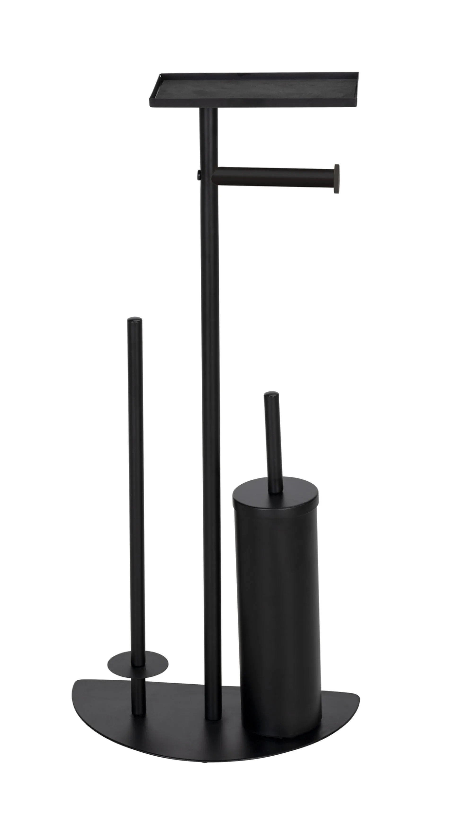 WENKO COSENZA NEO WC-Garnitur, Schwarz, mit Toilettenpapierhalter, Bevorrater und Ablage, stehend