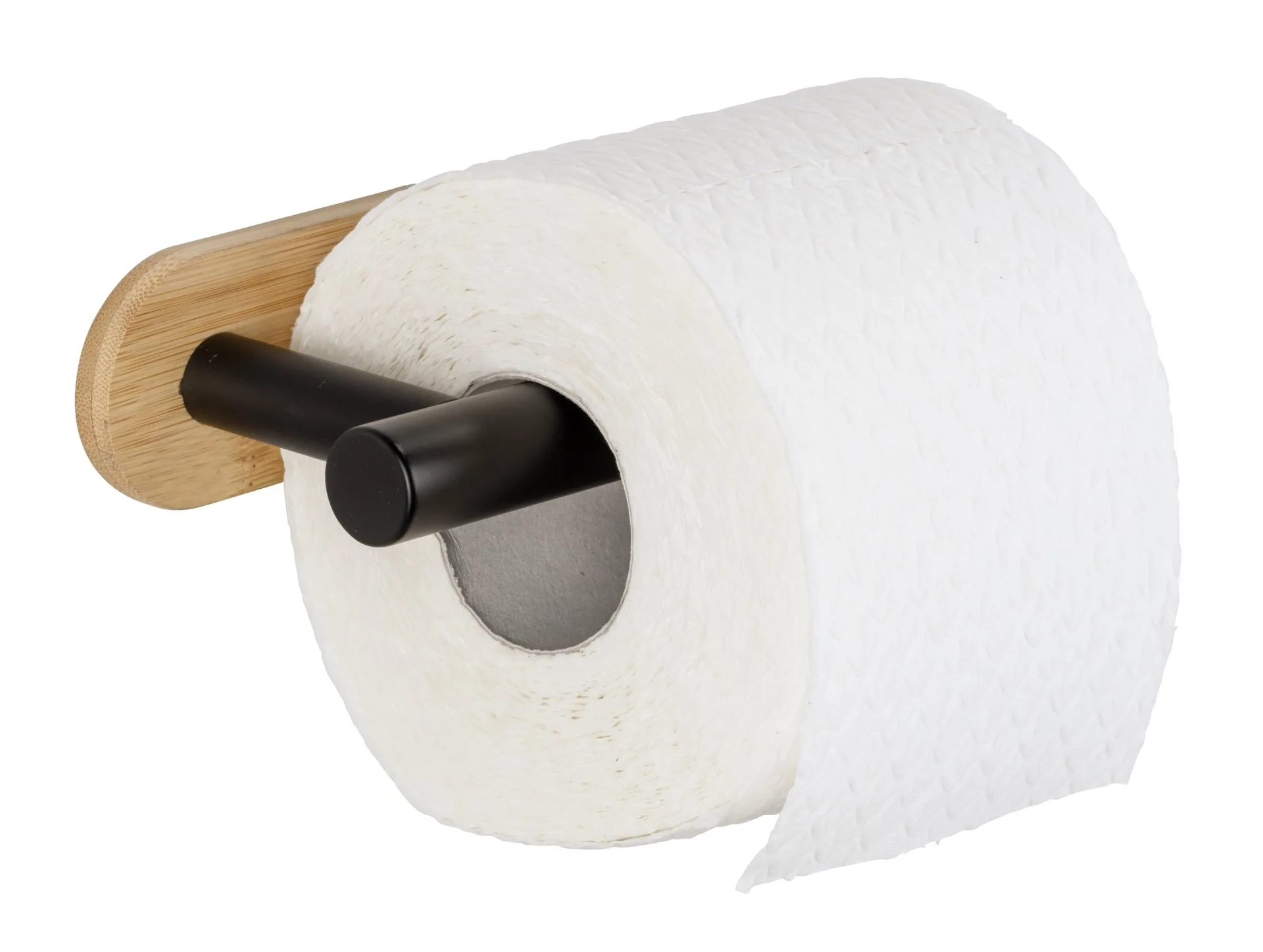 WENKO OREA Toilettenpapierhalter, Schwarz/Braun, Befestigen ohne Bohren