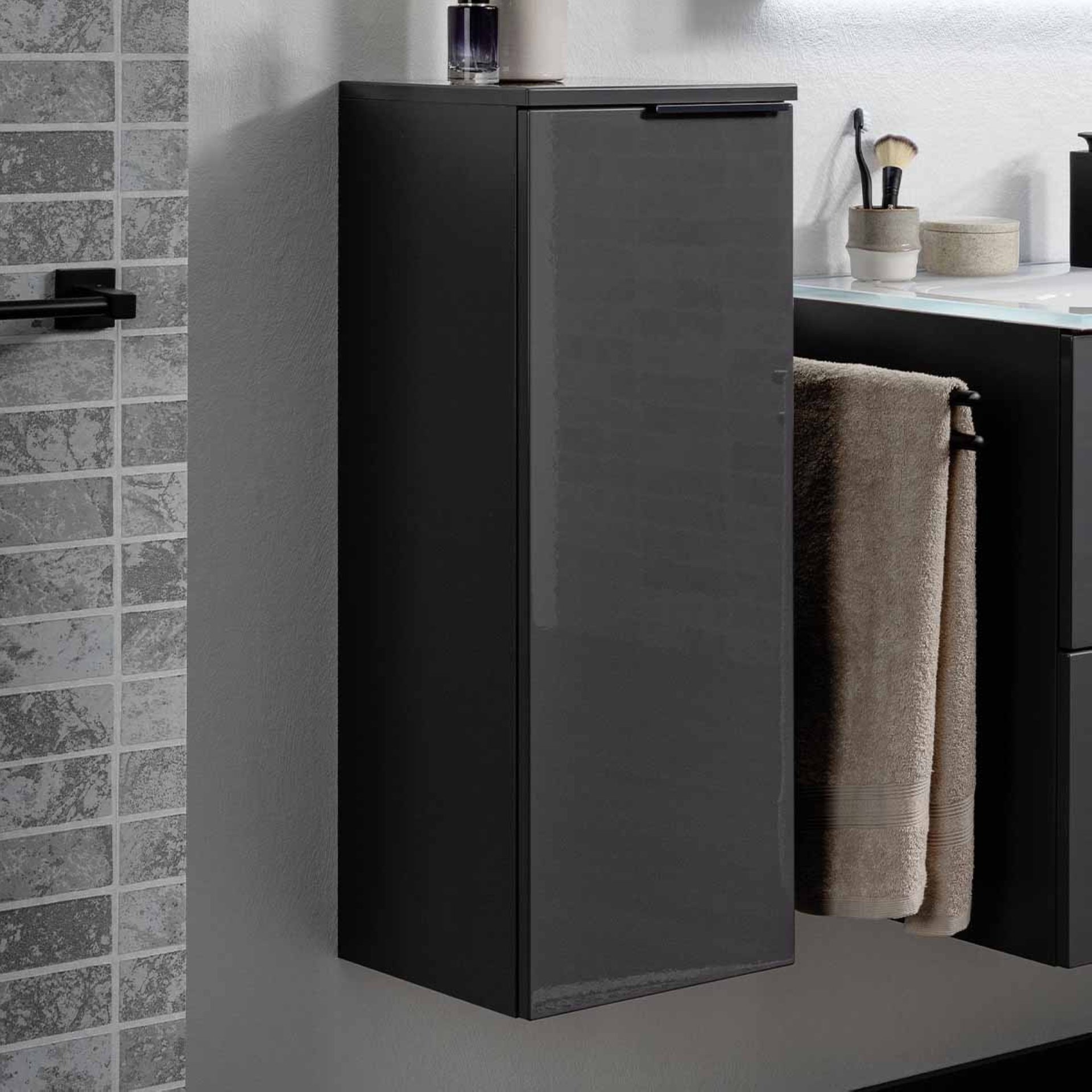 Fackelmann LUNA Midischrank 31cm, Schwarz/Anthrazit