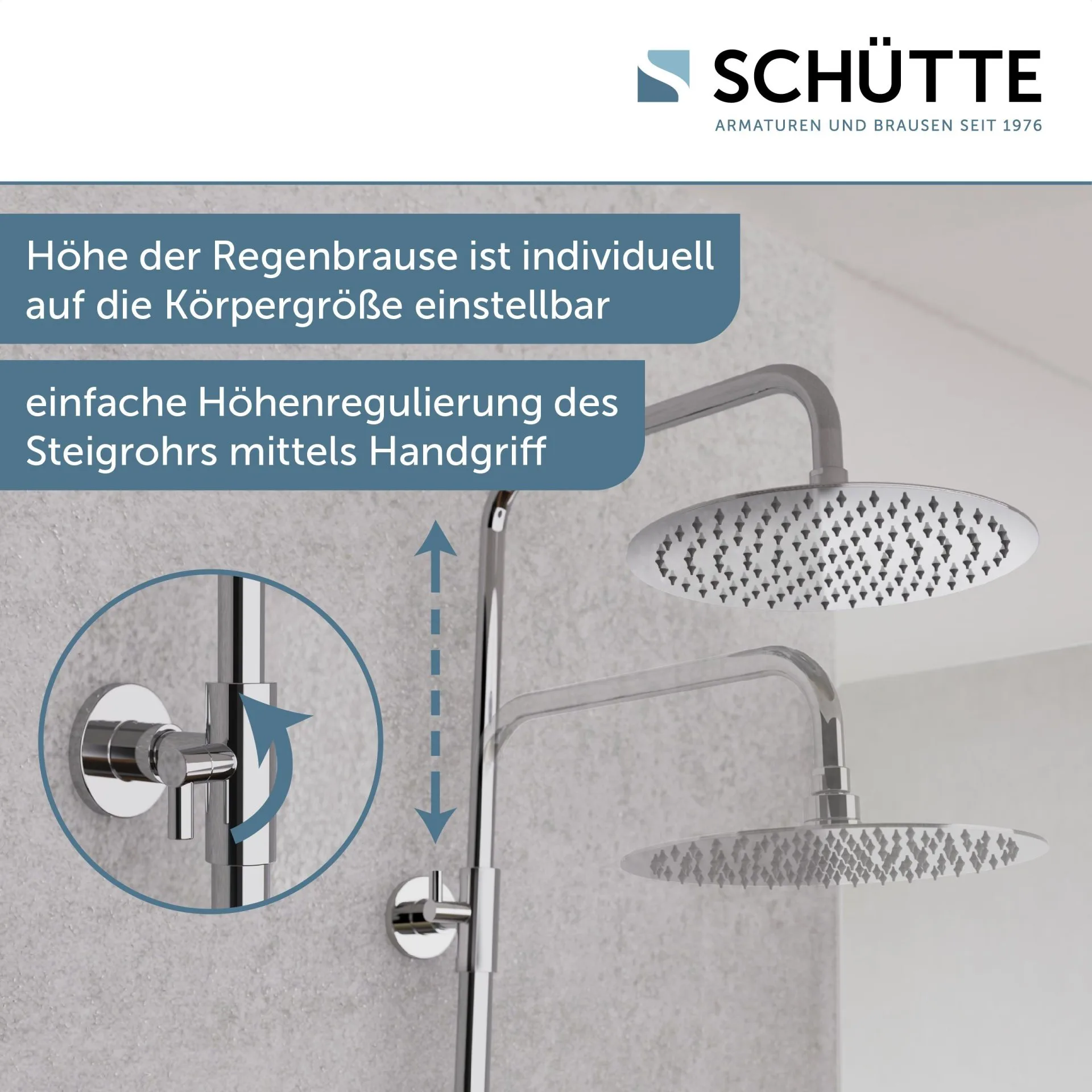 SCHÜTTE AQUADUCT Überkopf-Brauseset, Chrom, mit Duschthermostat