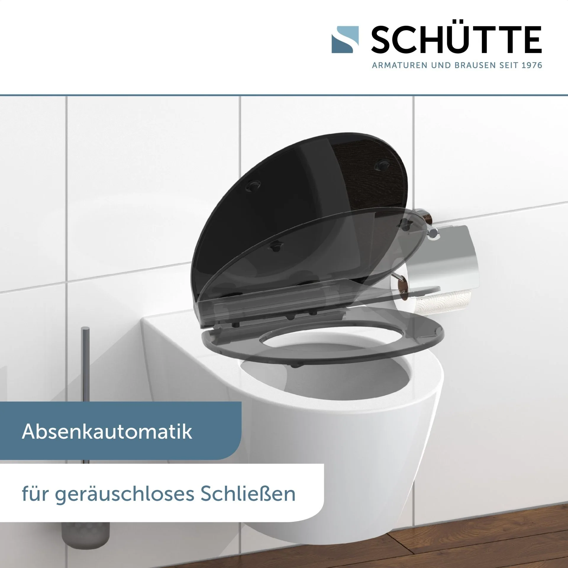 SCHÜTTE SLIM BLACK WC-Sitz, Kunststoff, mit Absenkautomatik und Schnellverschluss