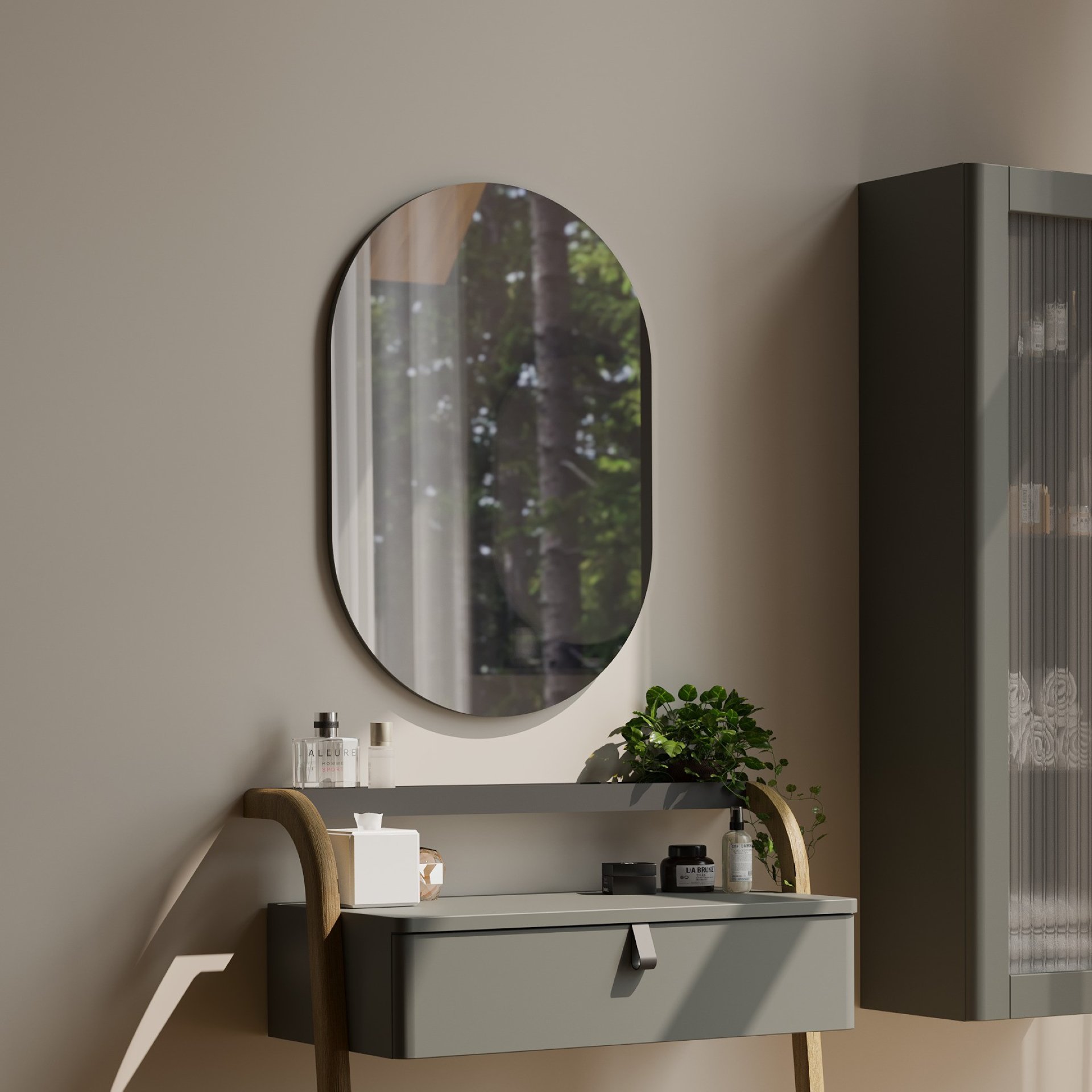 BADEDU PINA Badspiegel 50 cm breit, Grün