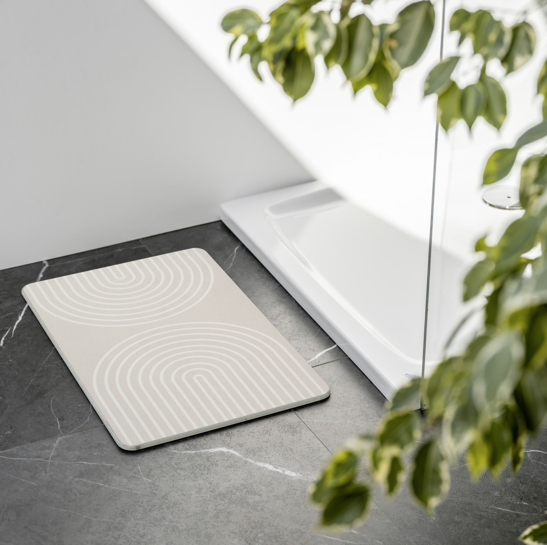 WENKO NAZCA Badematte 60 x 39 cm, Grau, aus natürlichem Diatomit