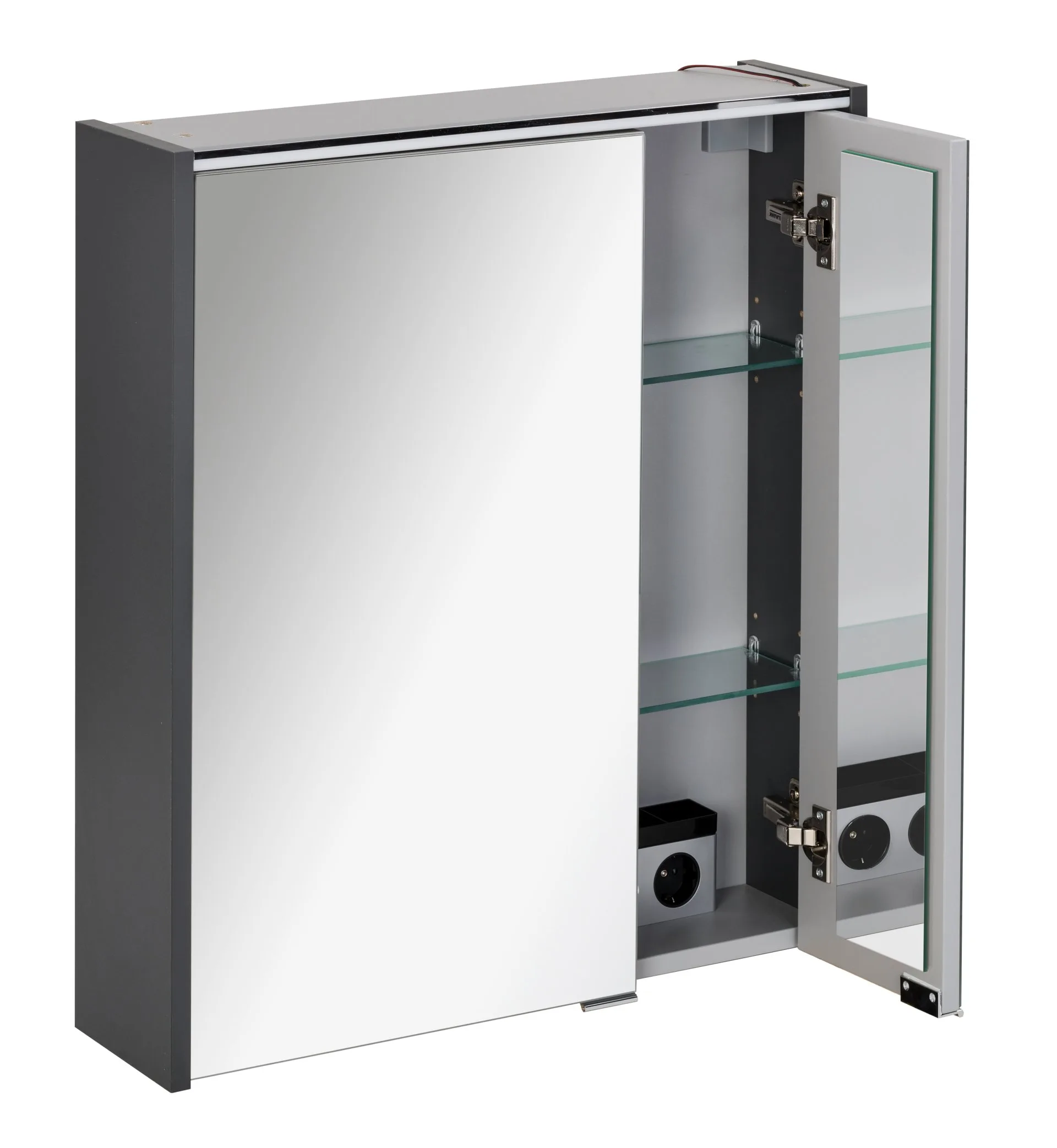 Fackelmann DENVER LED Spiegelschrank 60 cm breit, Anthrazit