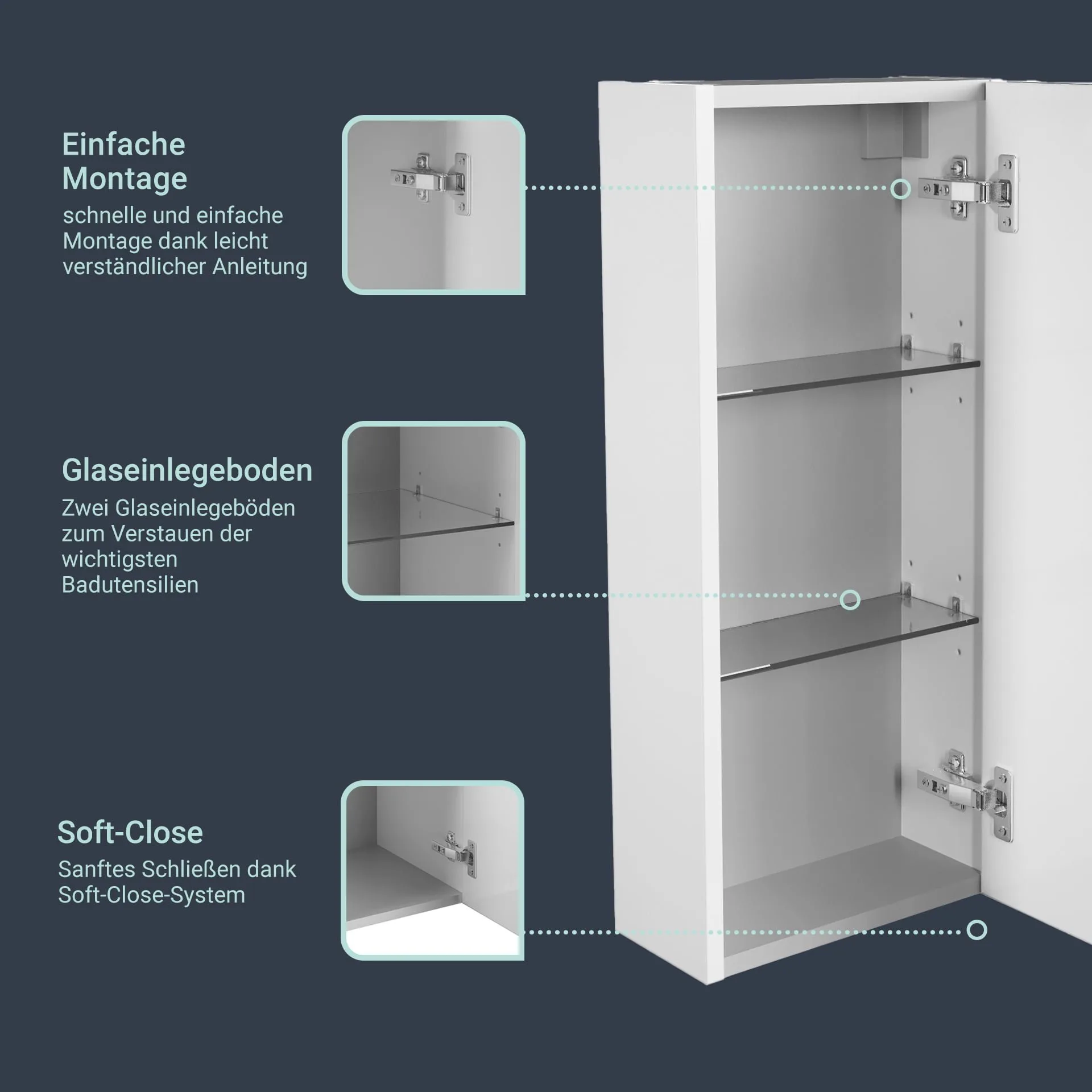 FACKELMANN MILANO Hängeschrank 30 cm breit, Weiß