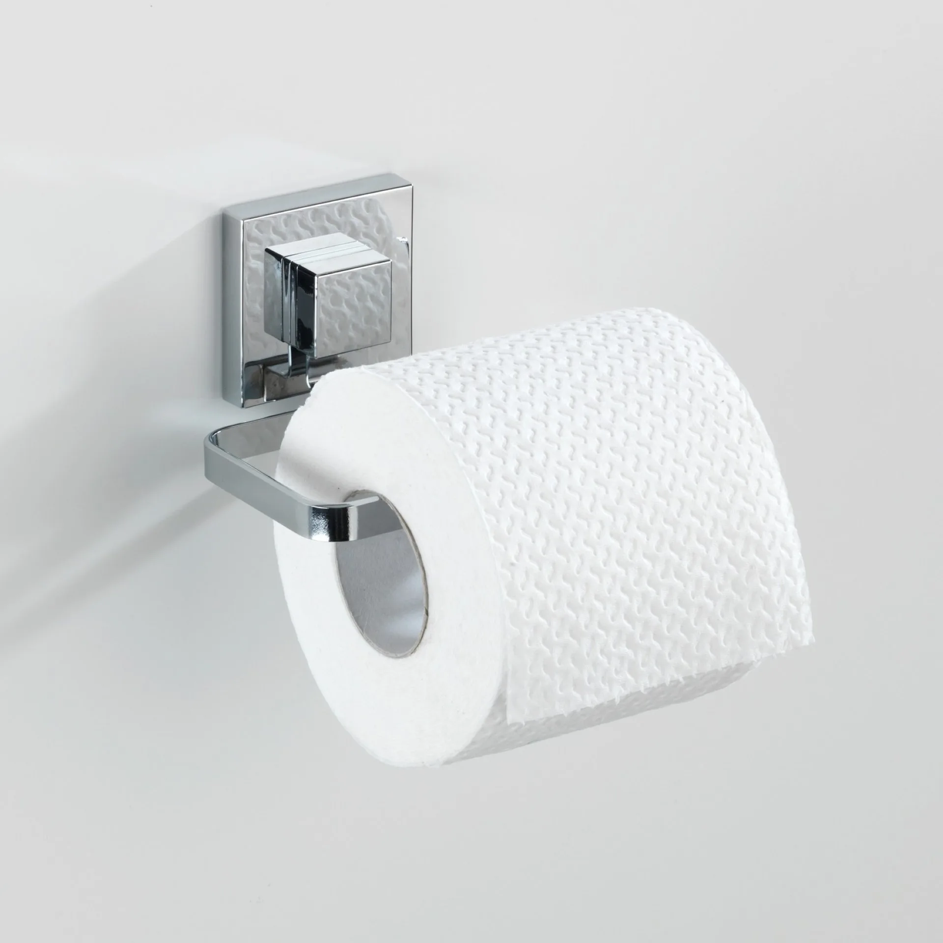 WENKO QUADRO Toilettenpapierhalter, Chrom glänzend, Befestigen ohne Bohren