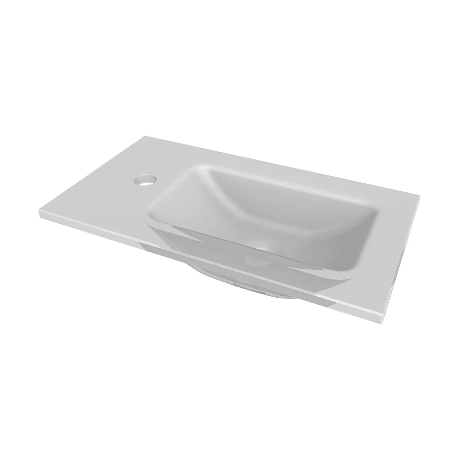 FACKELMANN SBC B.CLEVER Gäste WC Waschtisch Set 45 cm breit, Weiß/Braun hell, Waschbecken Glas Weiß, Türanschlag rechts