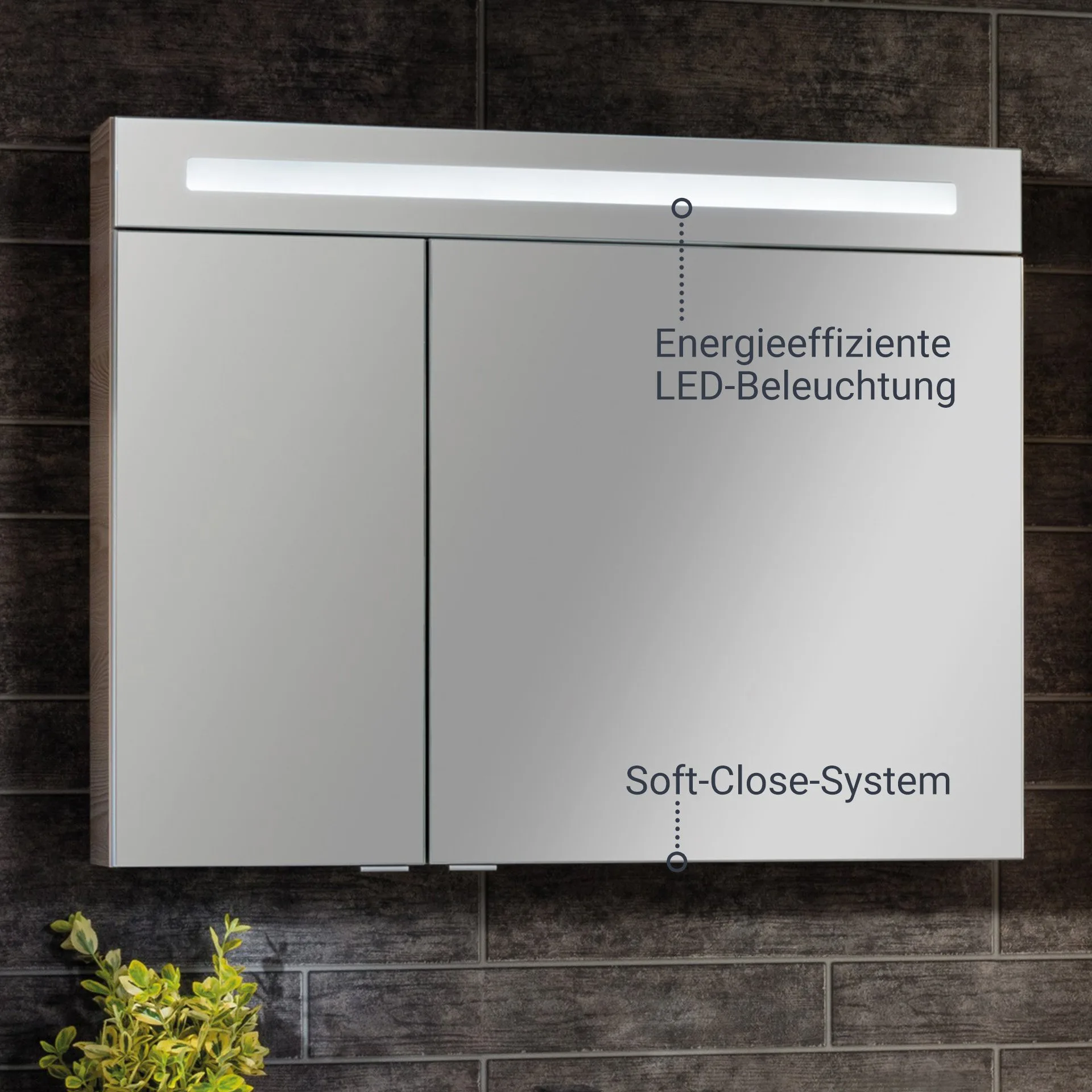 FACKELMANN B.CLEVER LED Spiegelschrank 90 cm breit, Braun hell