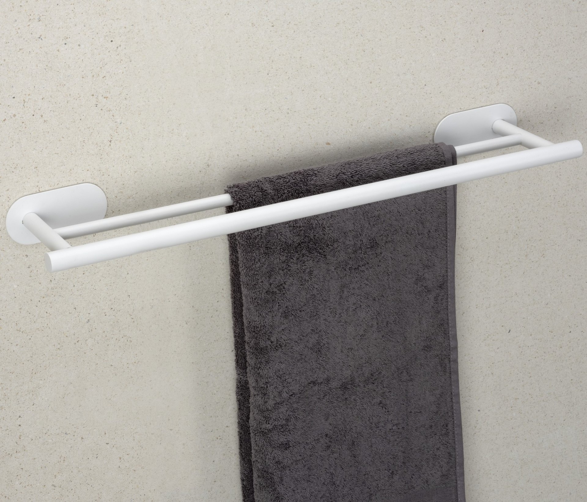 WENKO OREA Handtuchhalter 60 cm, Weiß matt, 2 Stangen, Edelstahl rostfrei