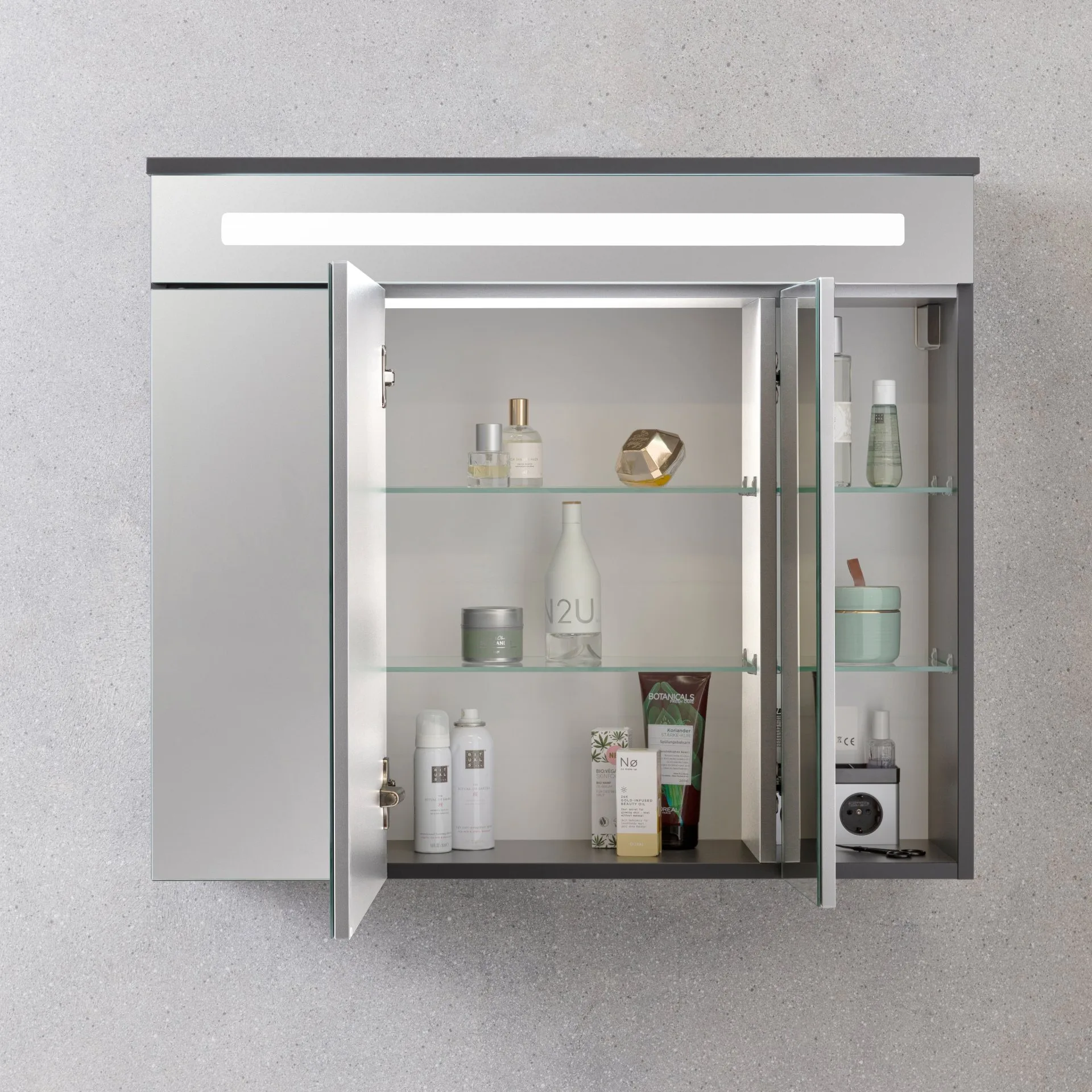 FACKELMANN KARA LED Spiegelschrank 80 cm breit, Weiß/Anthrazit