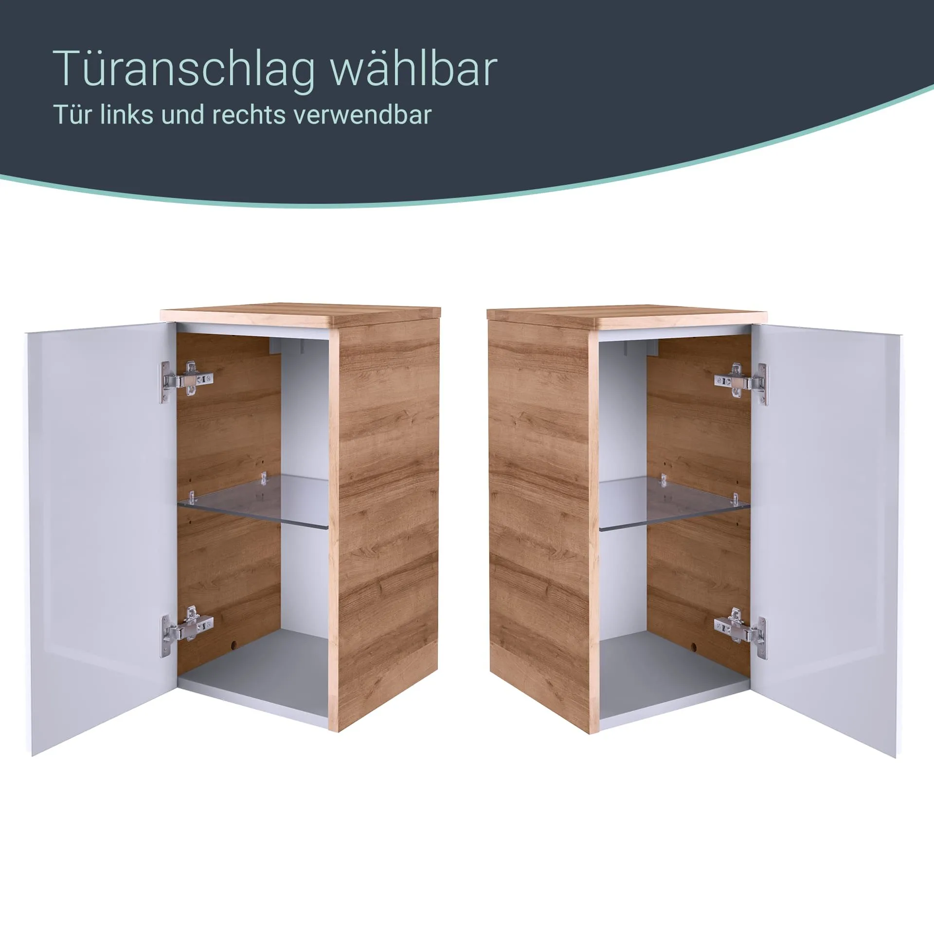 FACKELMANN MILANO Unterschrank 30 cm breit, Weiß/Braun hell