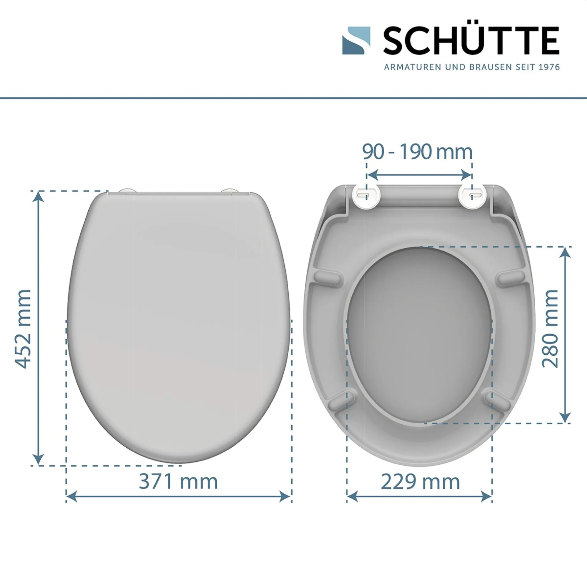 Schütte GREY WC-Sitz, mit Absenkautomatik und Schnellverschluss, Duroplast