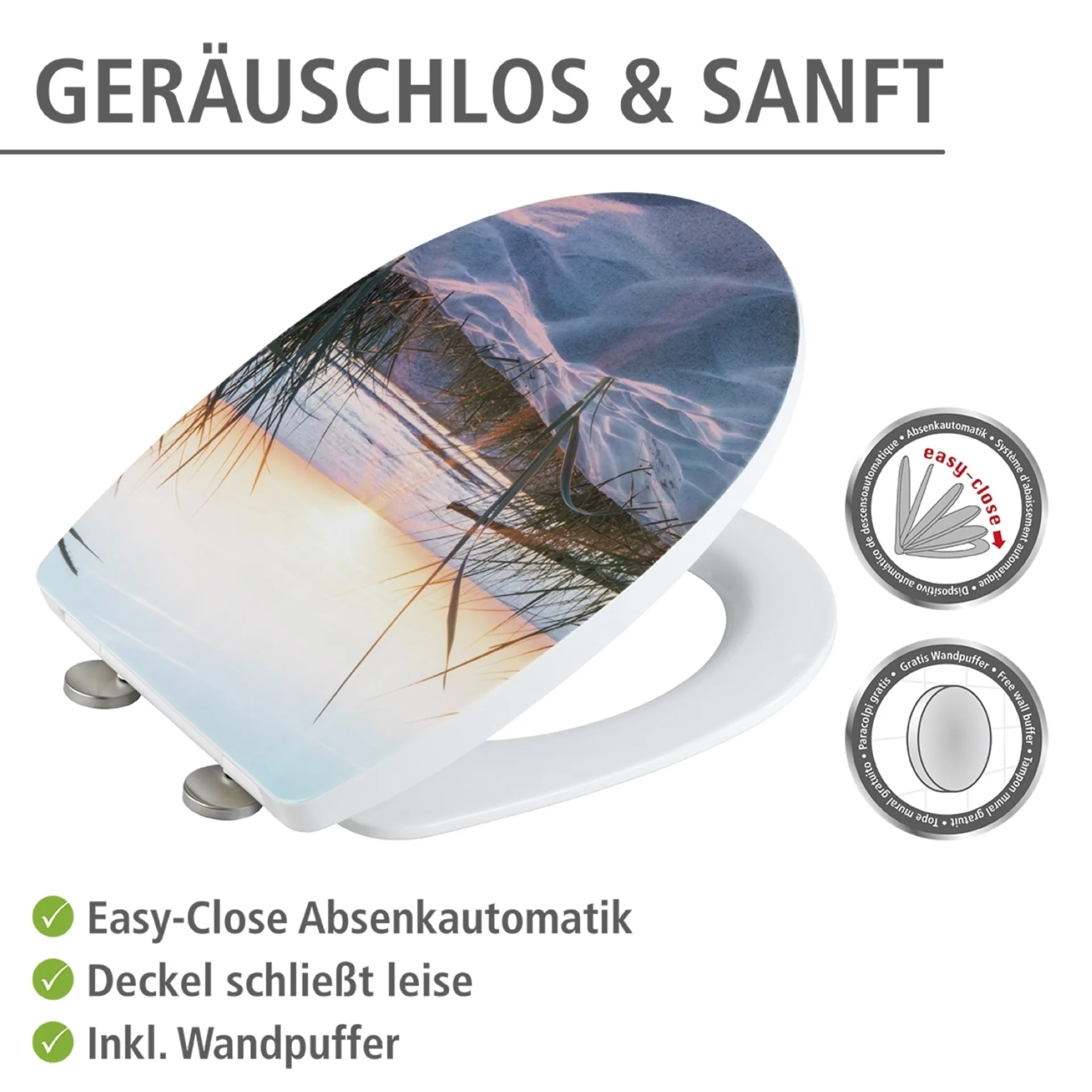 WENKO BALTIC WC-Sitz, Hochglanz, mit Absenkautomatik und Schnellbefestigung