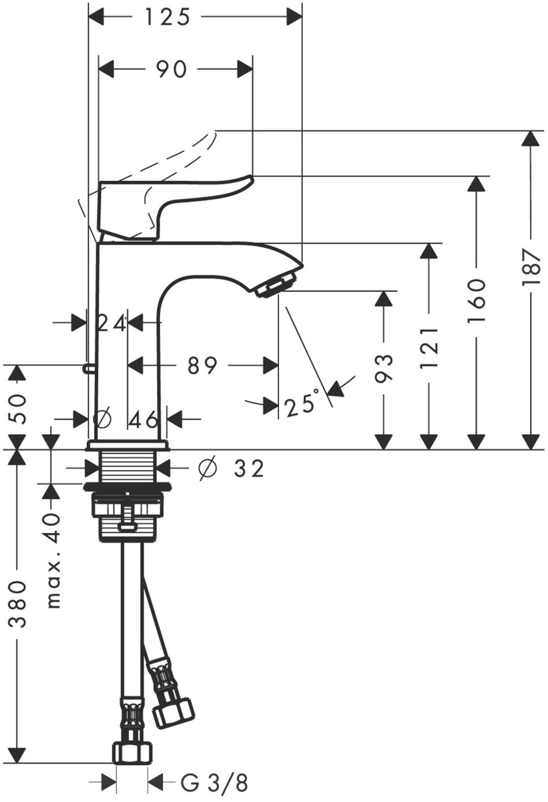 HANSGROHE METRIS 100 Waschtischarmatur, Chrom, mit Ablaufgarnitur