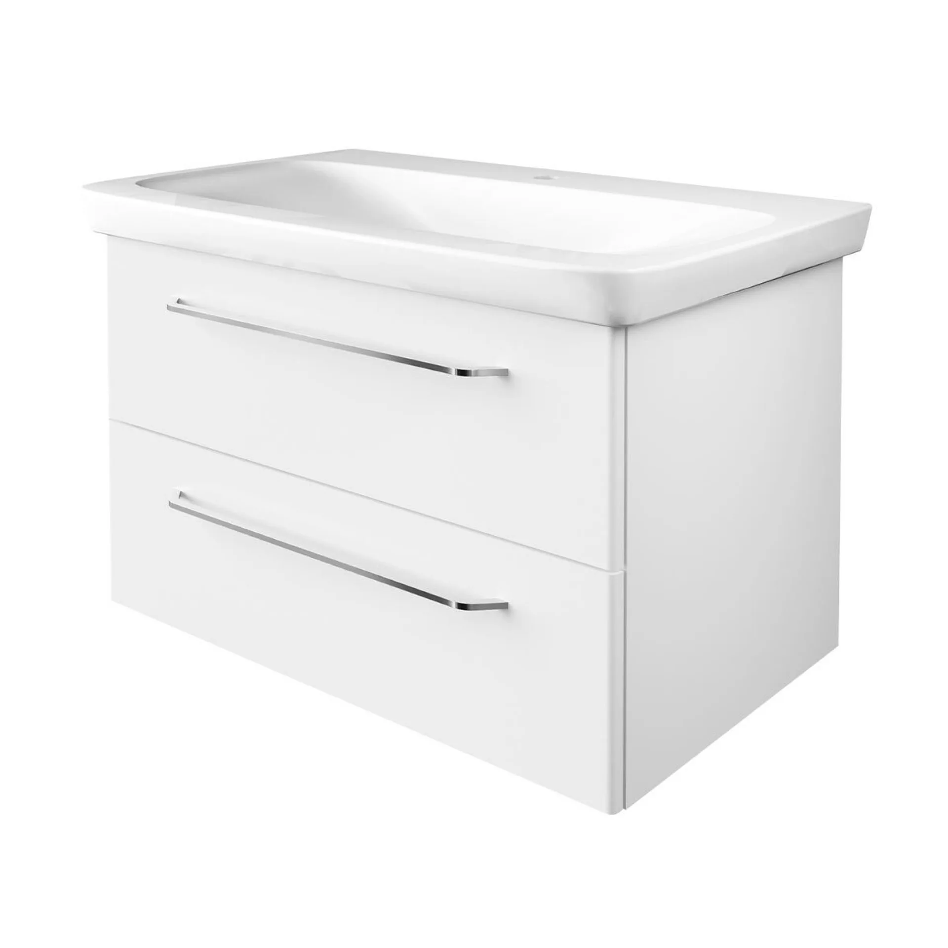 FACKELMANN MILANO Waschbecken mit Unterschrank 88 cm breit, Weiß, Waschbecken Keramik Weiß