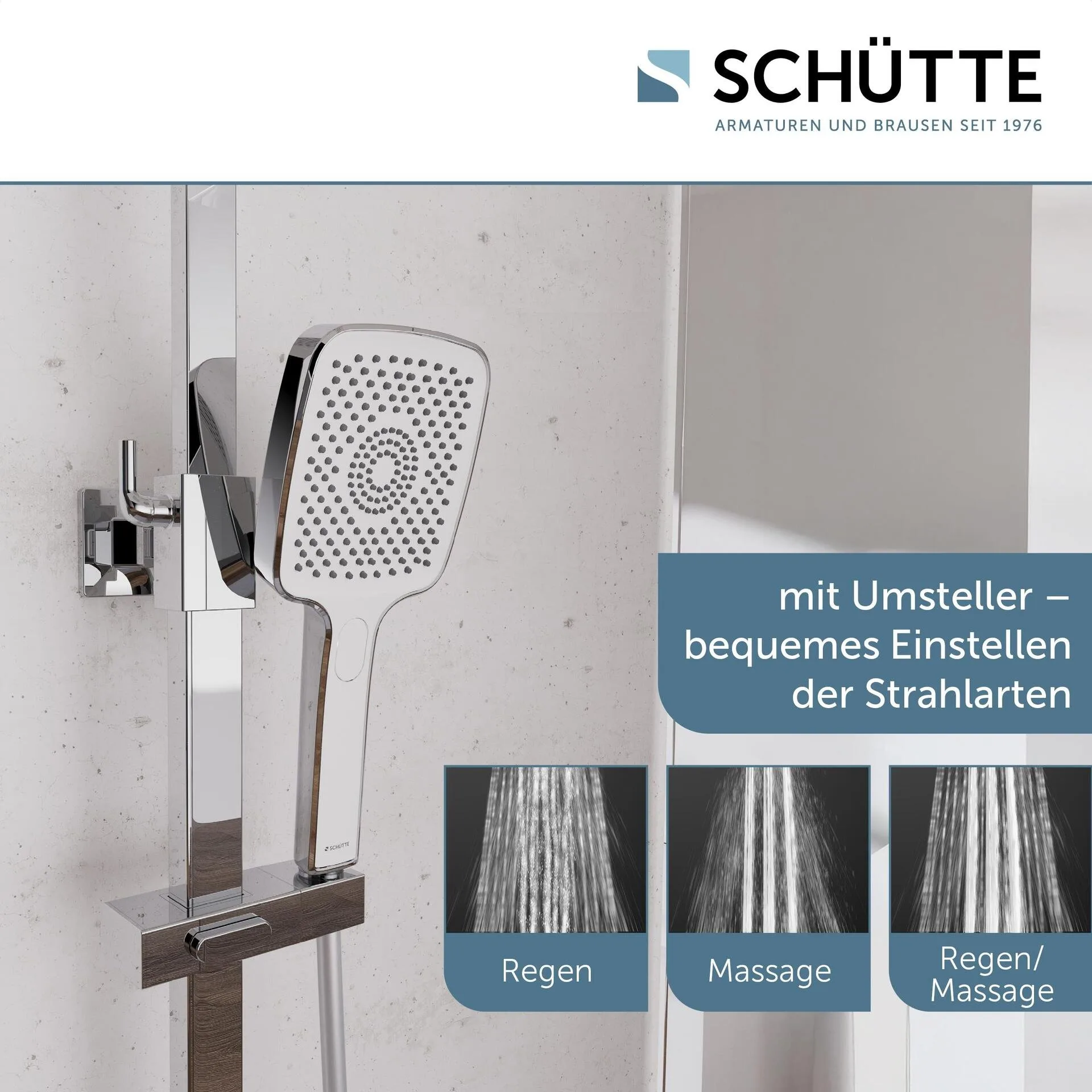 SCHÜTTE GRAN CANARIA Überkopf-Brauseset, Chrom, mit Thermostatarmatur