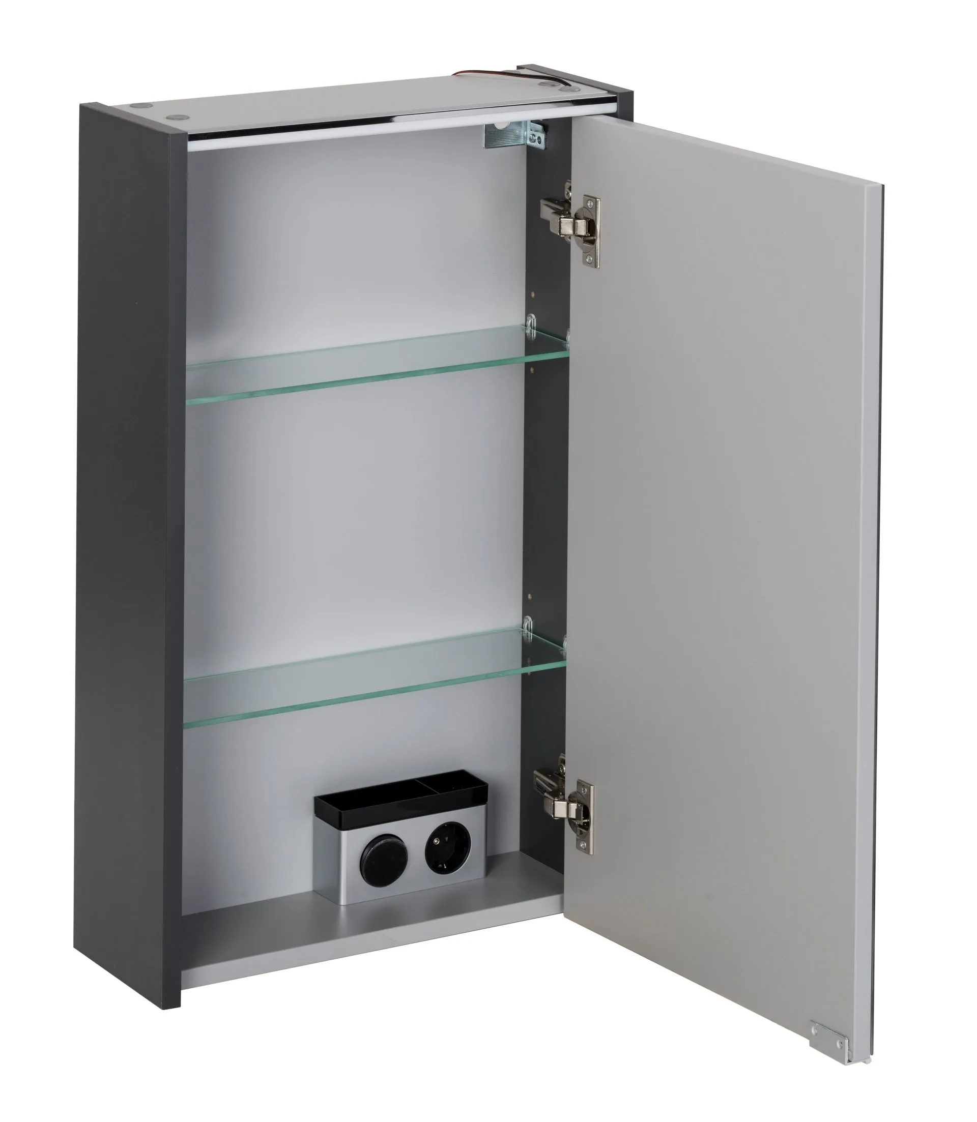 Fackelmann DENVER LED Spiegelschrank 42 cm breit, Anthrazit