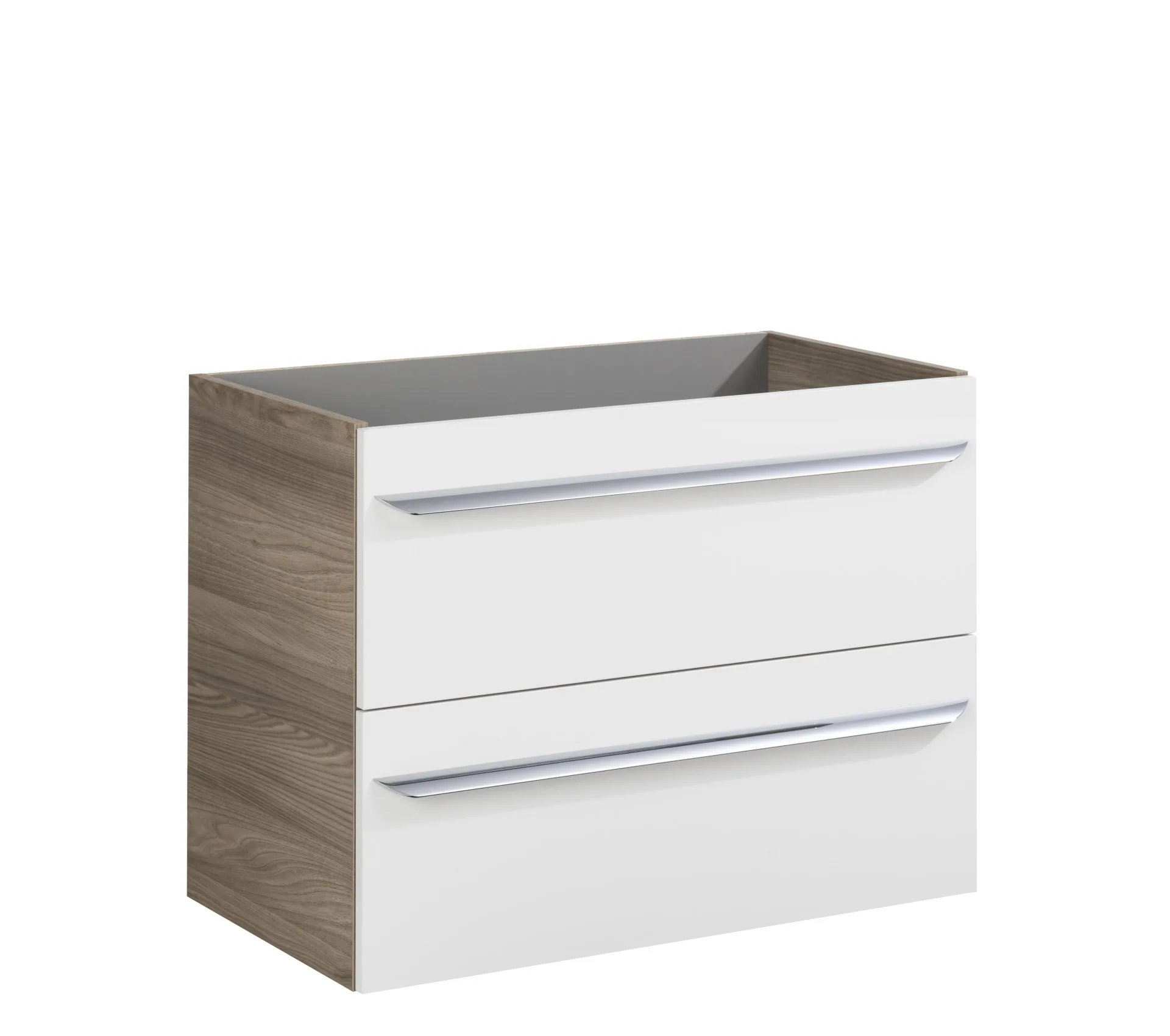 FACKELMANN LUXOR Waschbeckenunterschrank 80 cm breit, Weiß/Braun hell