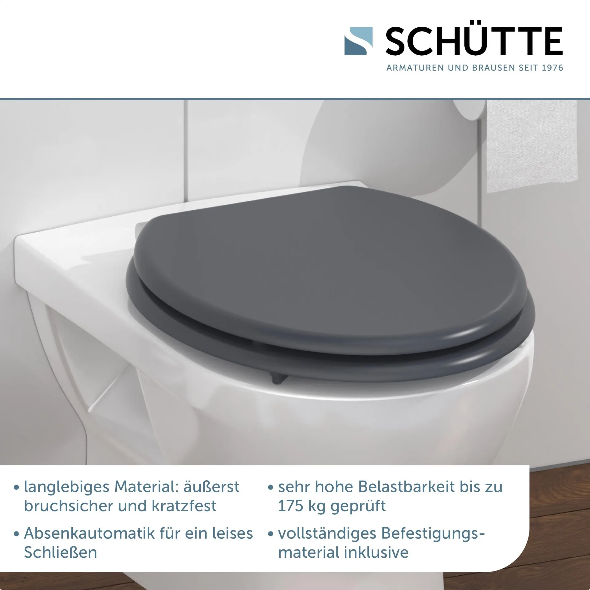 SCHÜTTE SPIRIT ANTHRAZIT WC-Sitz, mit Absenkautomatik