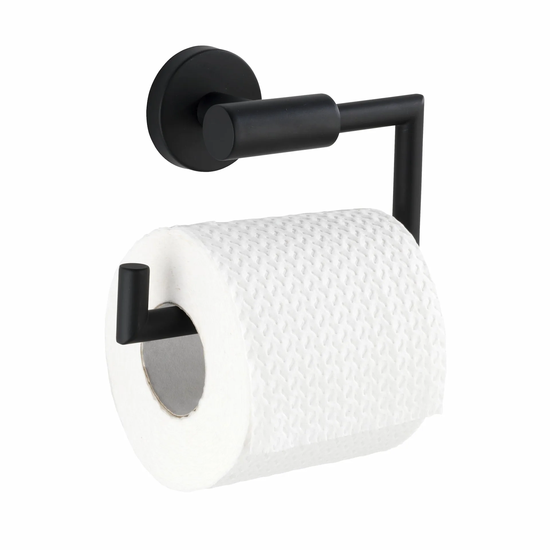 WENKO BOSIO Toilettenpapierhalter, Schwarz matt, Edelstahl rostfrei