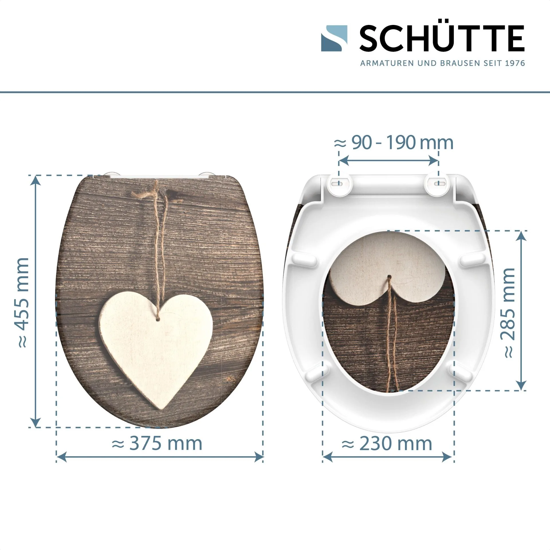 SCHÜTTE WOOD HEART WC-Sitz, Kunststoff, mit Absenkautomatik und Schnellverschluss