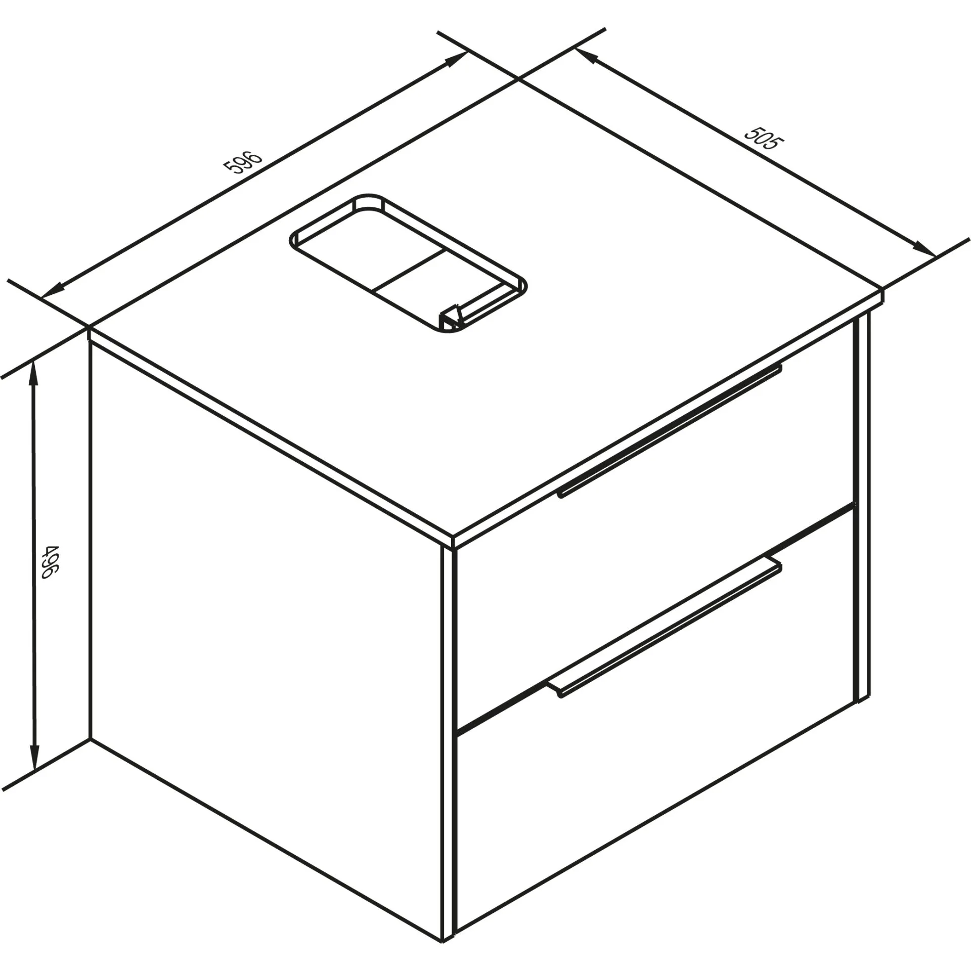LANZET VIDRO Waschbecken mit Unterschrank 60 cm breit, Braun/Marmor Grau, Waschbecken Keramik Weiß