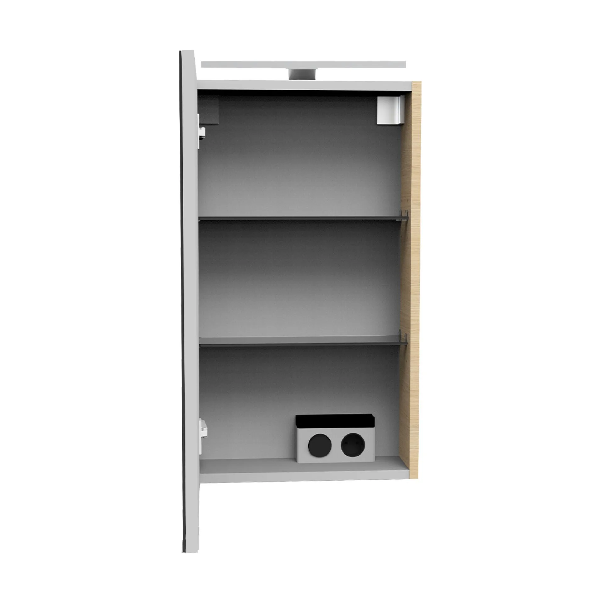 FACKELMANN SBC B.STYLE Gäste WC Spiegelschrank 40 cm breit, Braun, Türanschlag links + Aufsatzleuchte