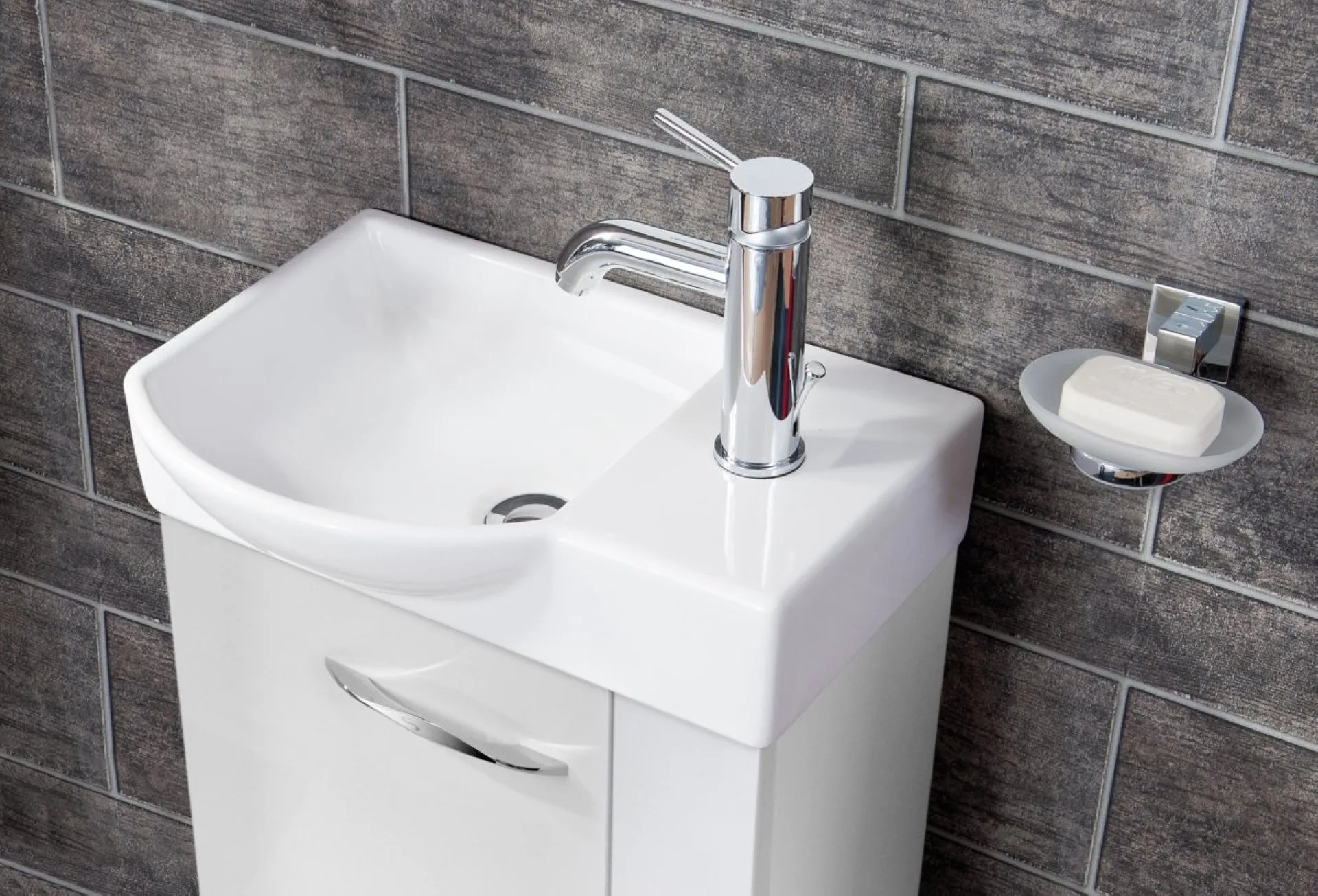 FACKELMANN Waschbecken 45 cm breit, Weiß, Keramik, Hahnloch rechts