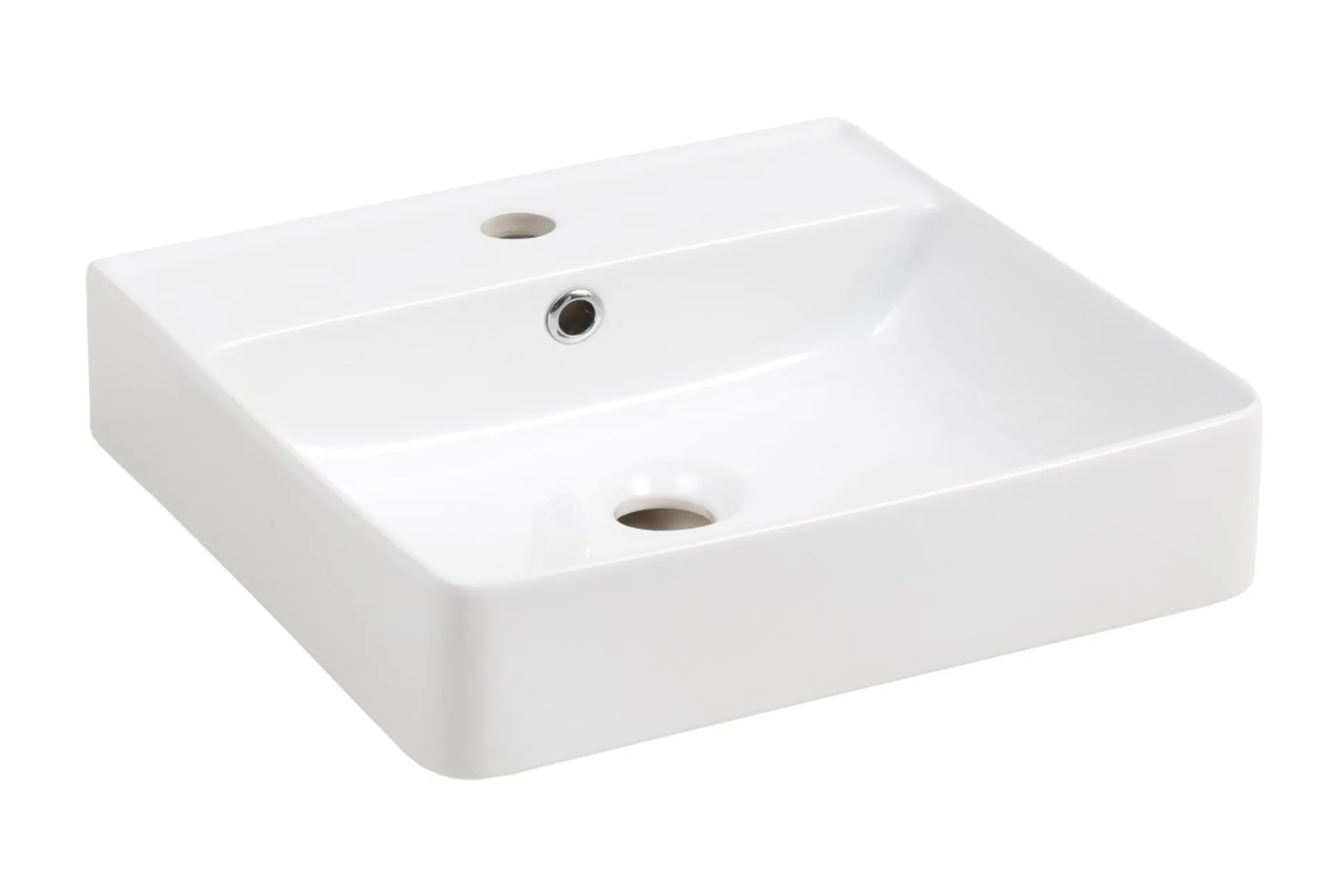 FACKELMANN OXFORD Badmöbel Set 5-teilig 60 cm breit, Weiß, Aufsatzwaschbecken Keramik Weiß + LED Spiegelschrank + Waschtischplatte