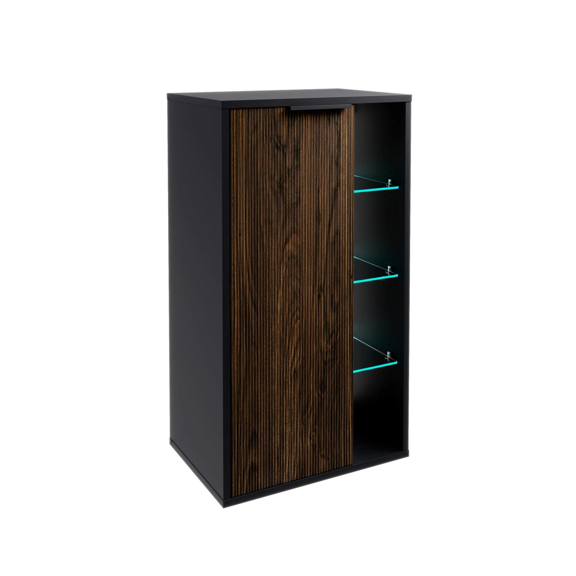 FACKELMANN B.PARIS Midischrank 47 cm breit, Braun Dunkel/Schwarz, Türanschlag links
