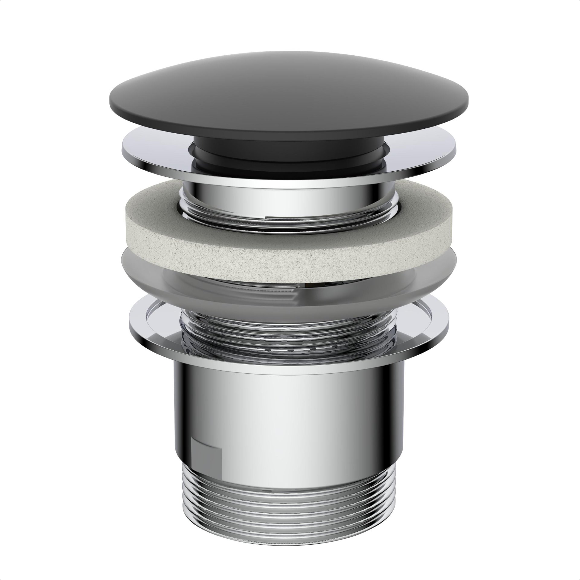 SCHÜTTE Ablaufventil, Schwarz matt, mit Überlauf, 1 1/4" x 65 mm