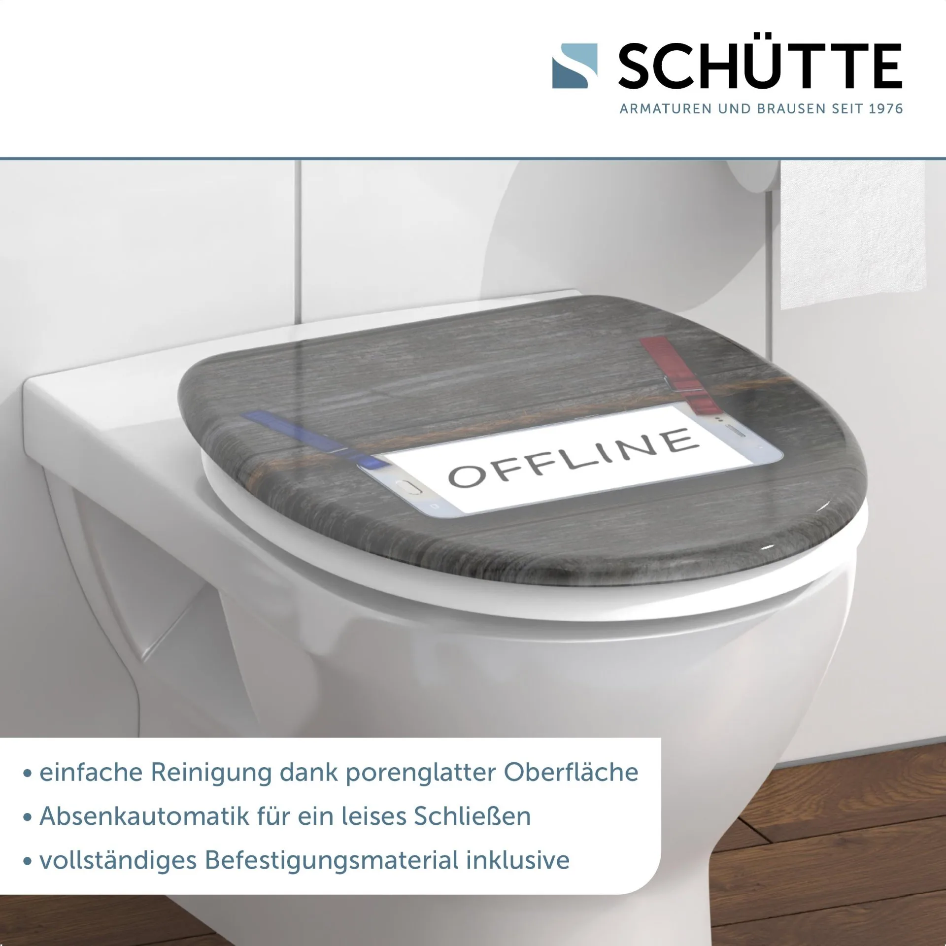 SCHÜTTE OFFLINE WC-Sitz, Kunststoff, mit Absenkautomatik