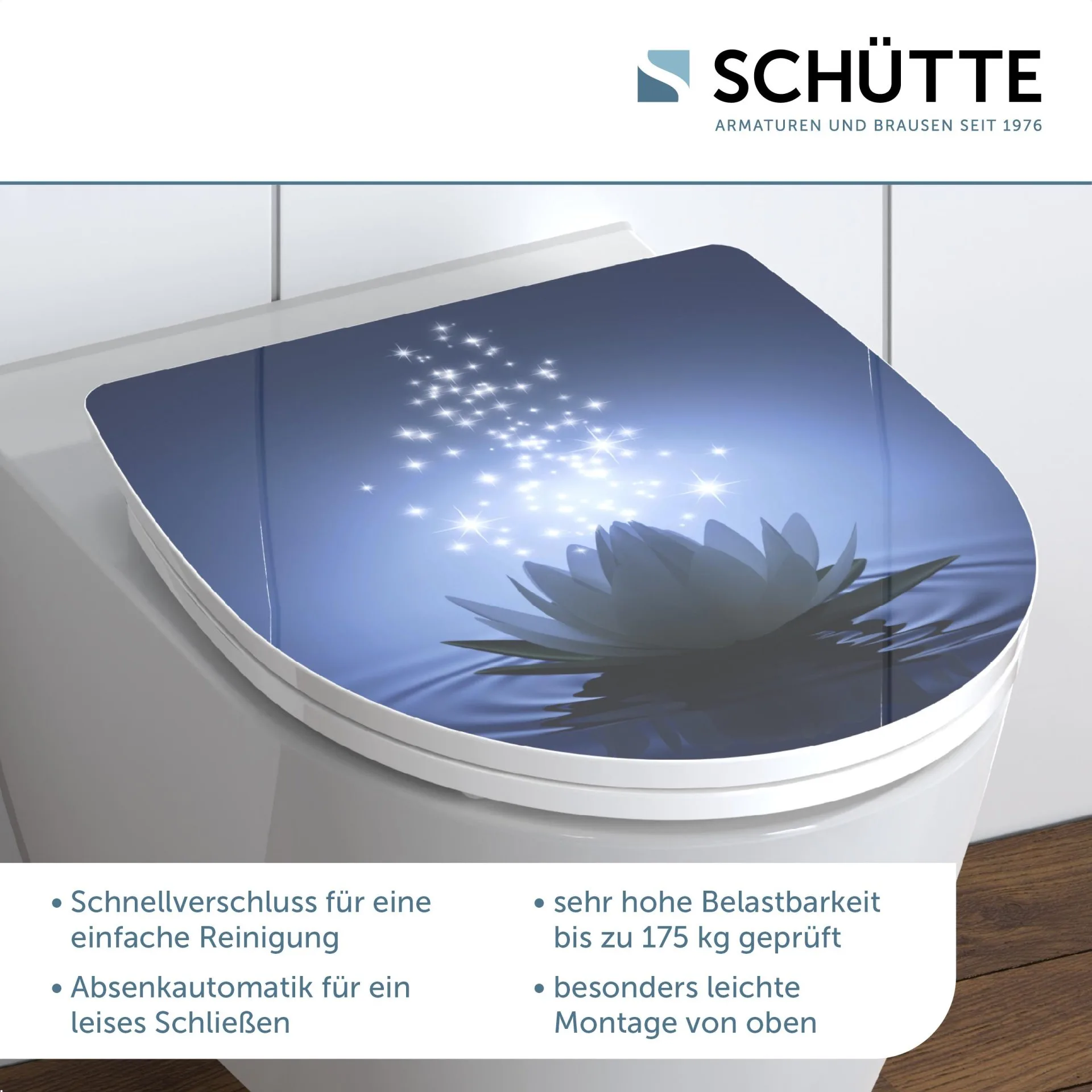 SCHÜTTE WATER LILY WC-Sitz, Kunststoff, mit Absenkautomatik und Schnellverschluss