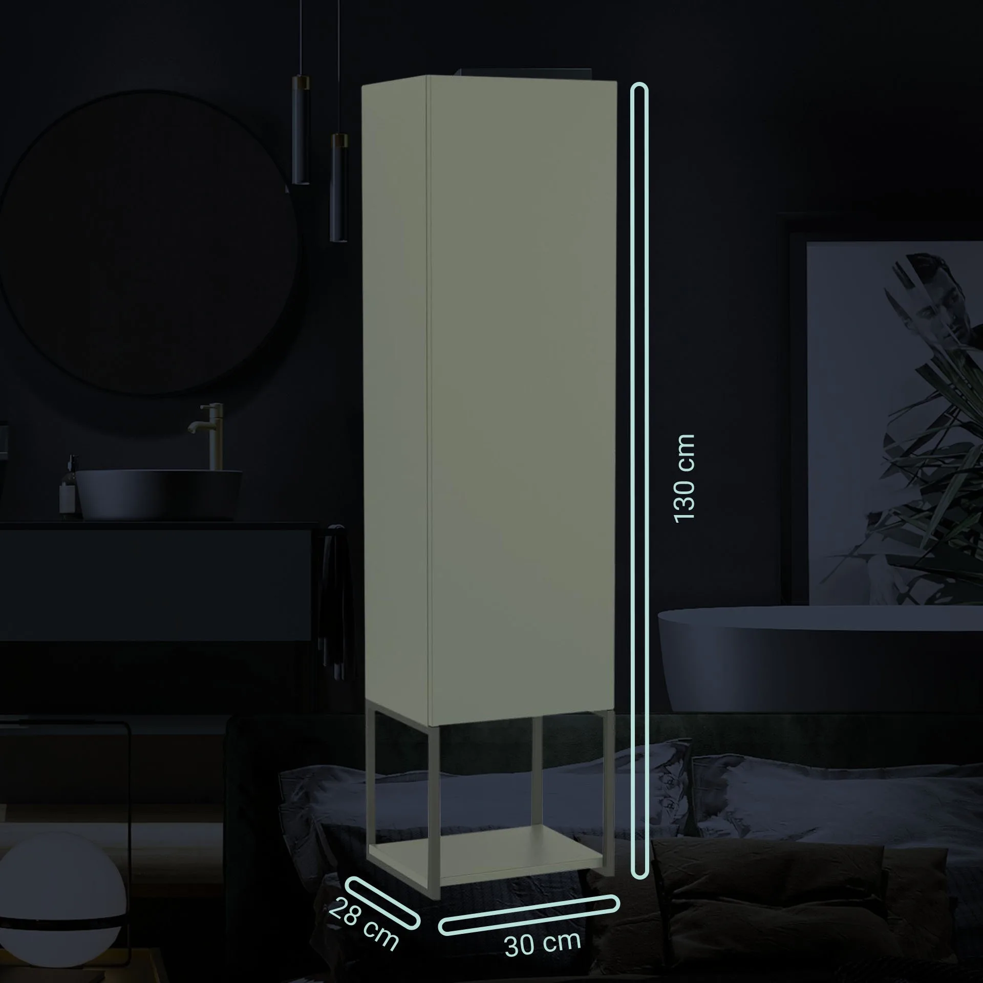 BADEDU DUNA Hochschrank 33 cm breit, Grün