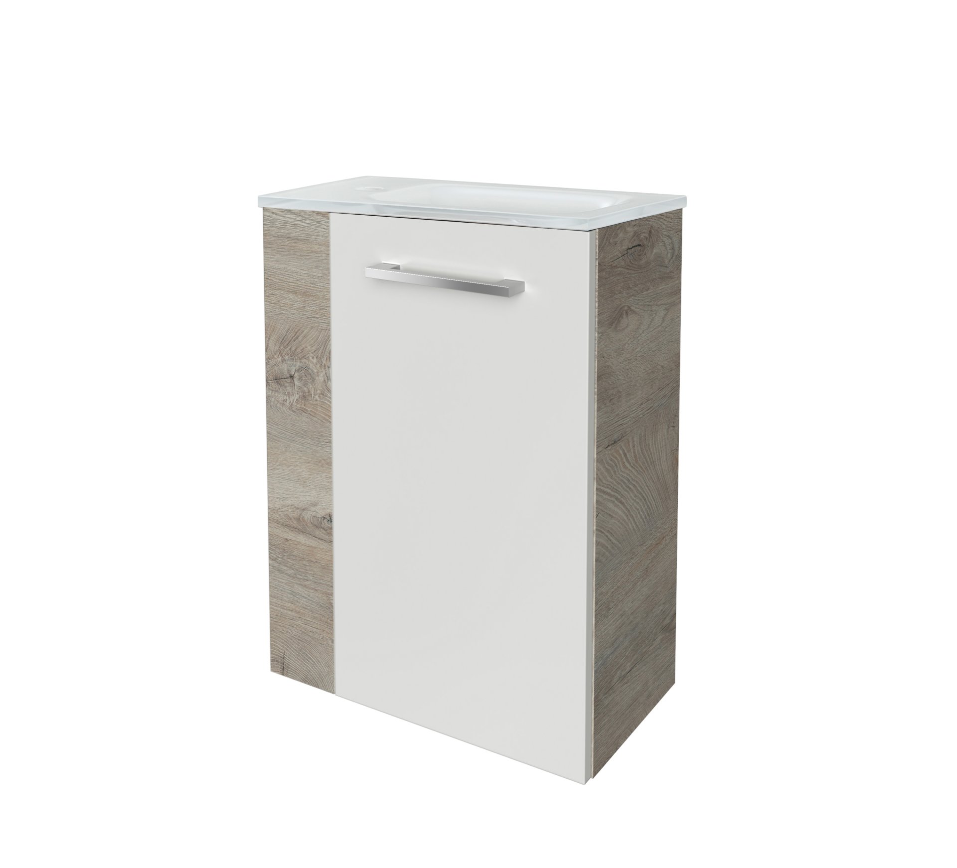 Fackelmann SBC STANFORD Gäste WC Set 2-teilig 45 cm, Braun hell/Weiß, rechts, Glas Weiß