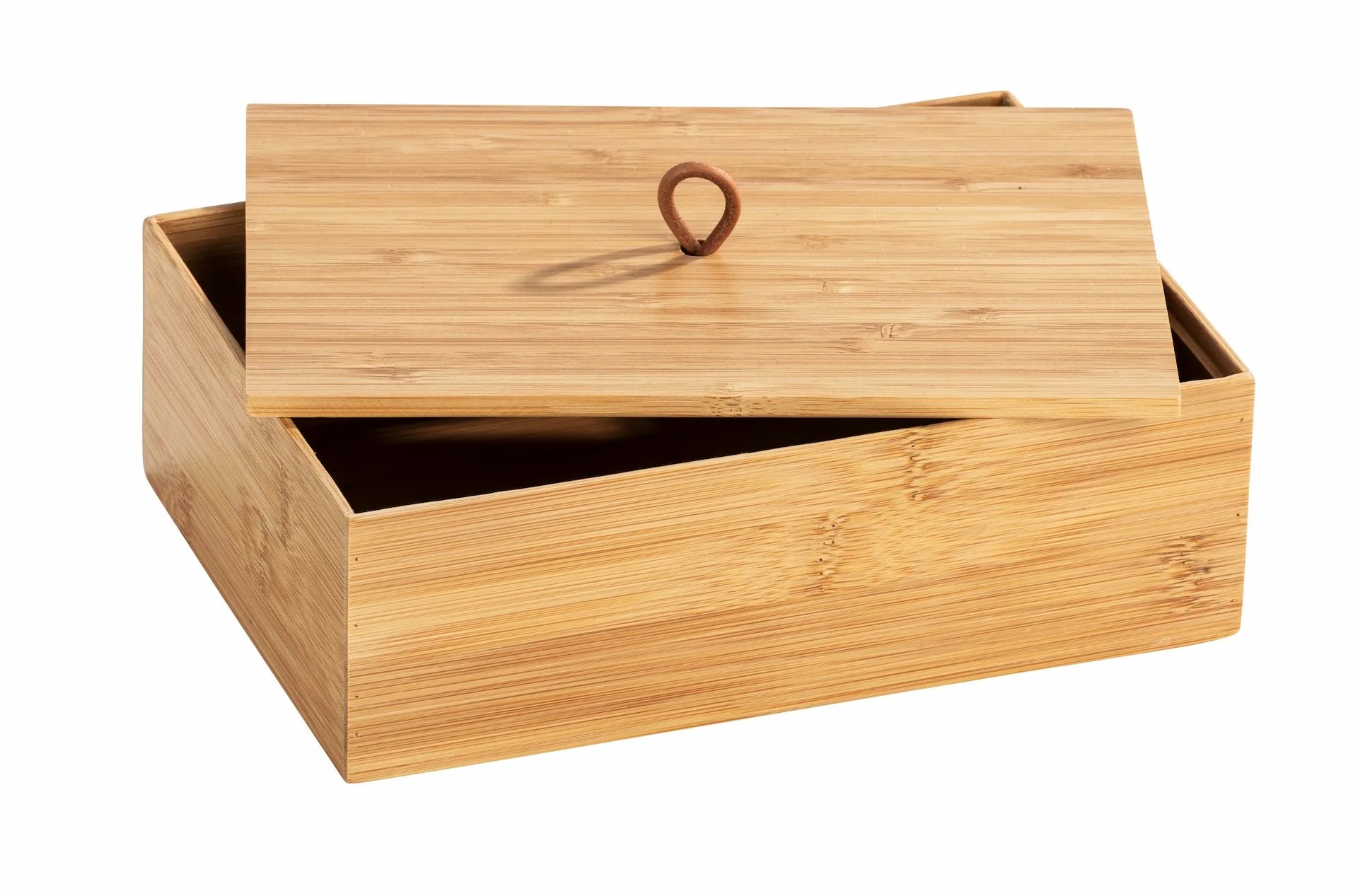 WENKO TERRA Aufbewahrungsbox 2er Set, Braun, Bambus, mit Deckel