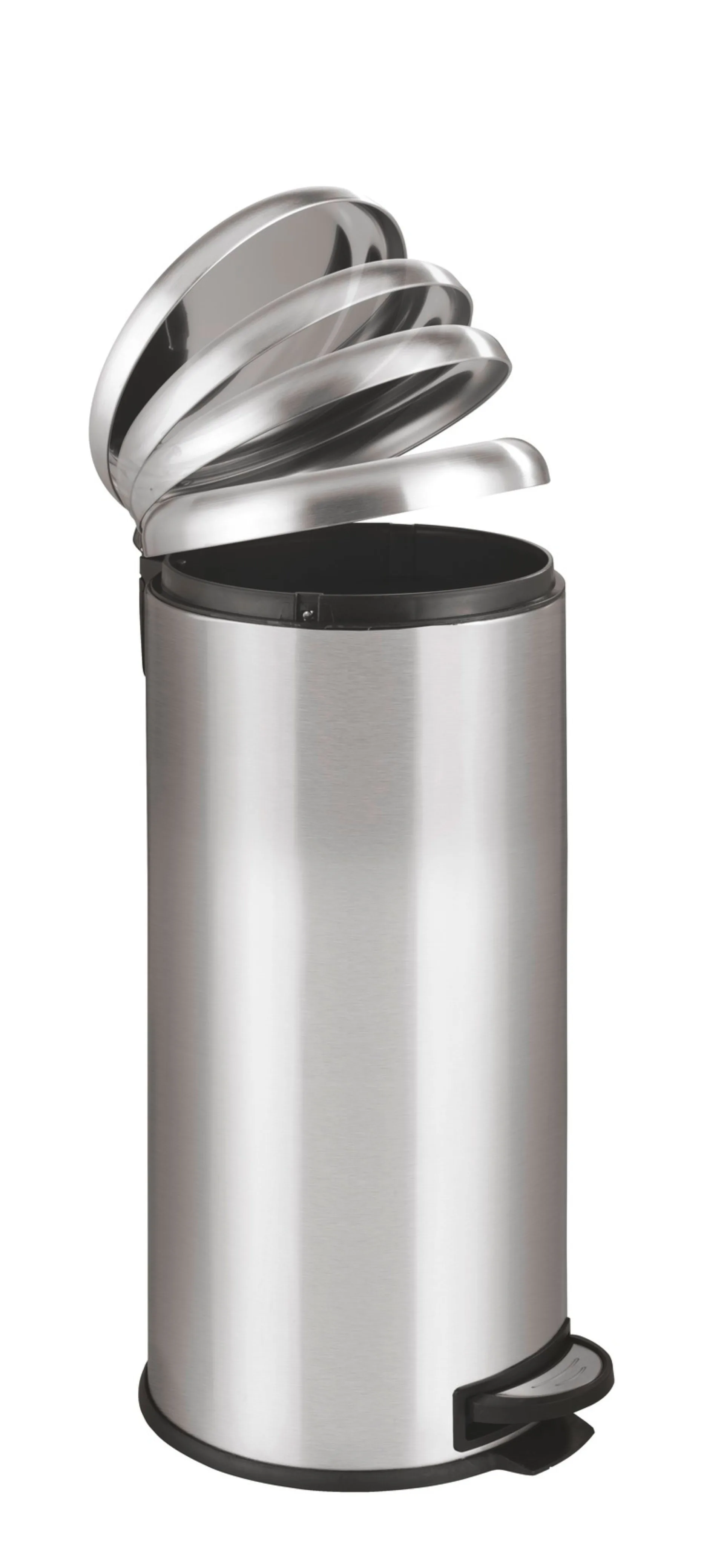 WENKO LEMAN Mülleimer 30 Liter, Silber, Easy Close, Edelstahl