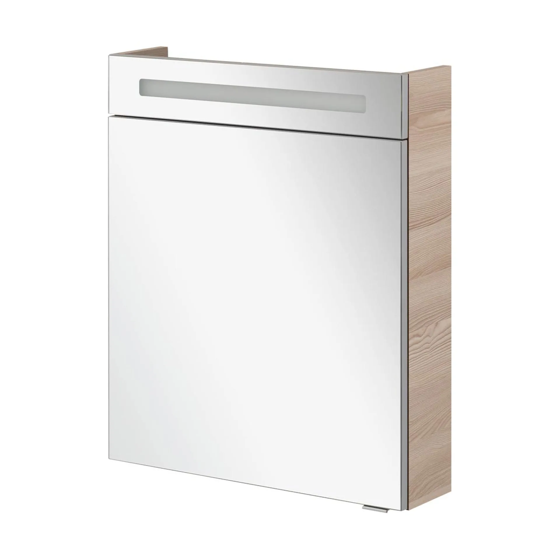 FACKELMANN B.CLEVER Waschtisch Set mit Spiegelschrank 60 cm breit, Braun hell, Waschbecken Gussmarmor Weiß