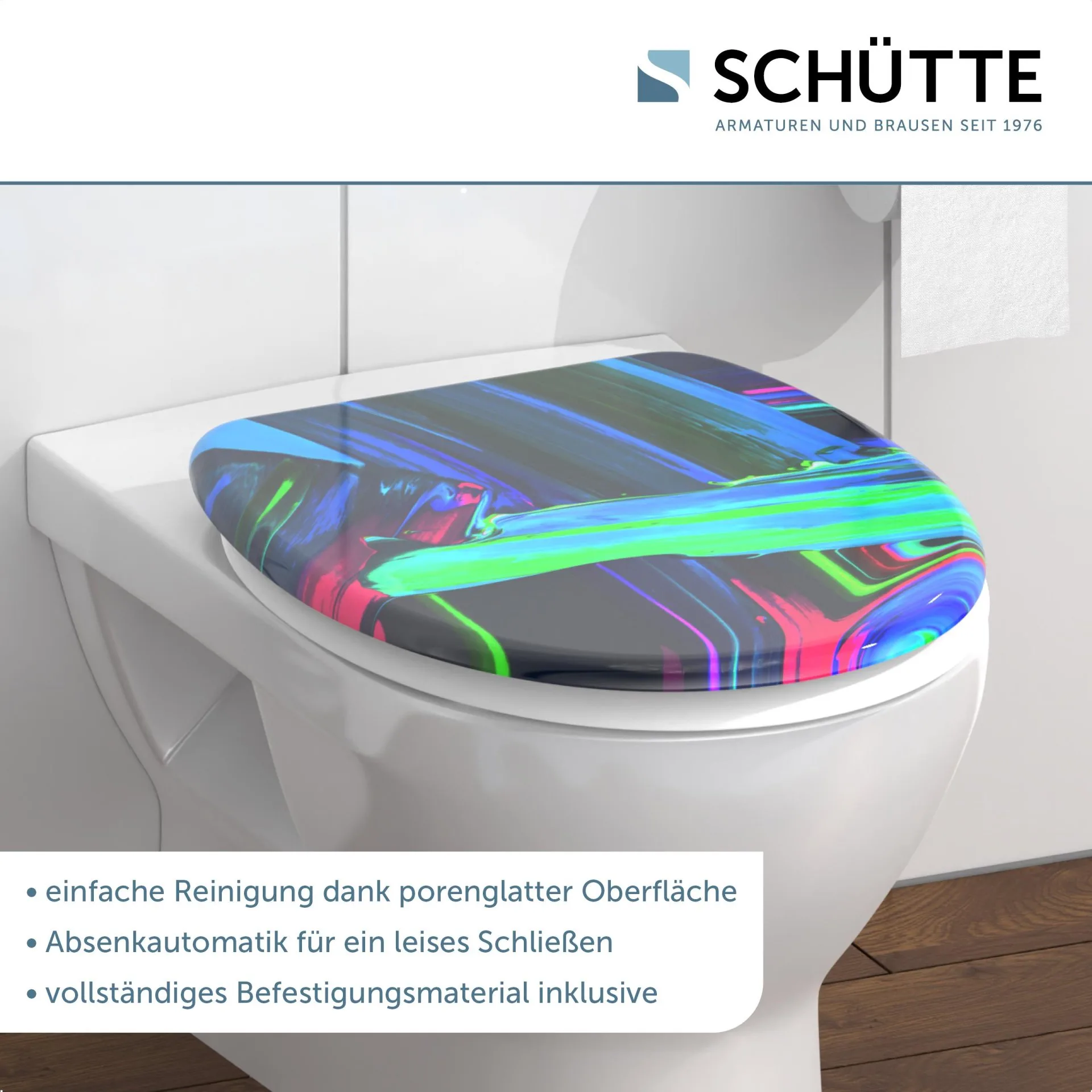 SCHÜTTE NEON PAINT WC-Sitz, Kunststoff, mit Absenkautomatik