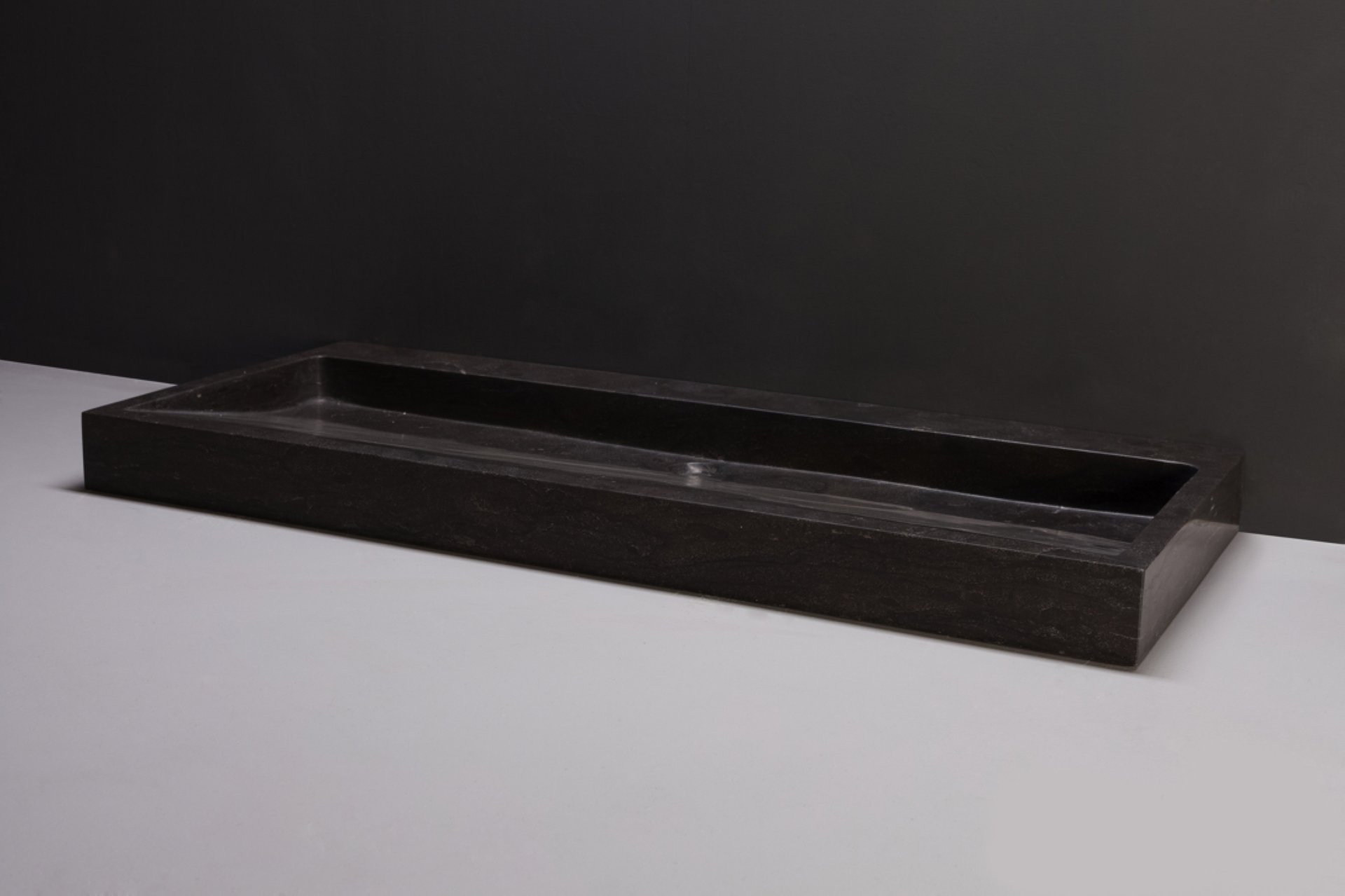 Waschbecken Naturstein PALERMO (120,5 cm) Bluestone, ohne Hahnloch, 100123