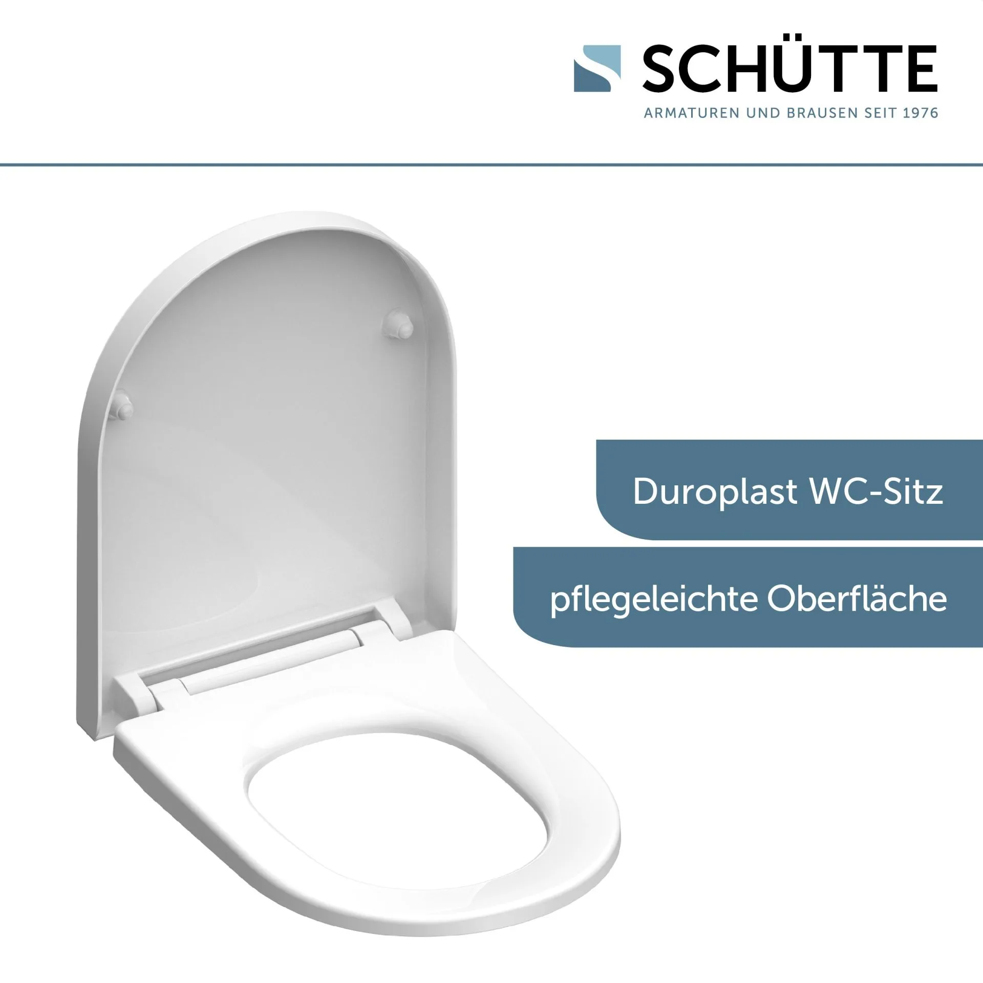SCHÜTTE D-FORM WHITE WC-Sitz, Kunststoff, mit Absenkautomatik und Schnellverschluss