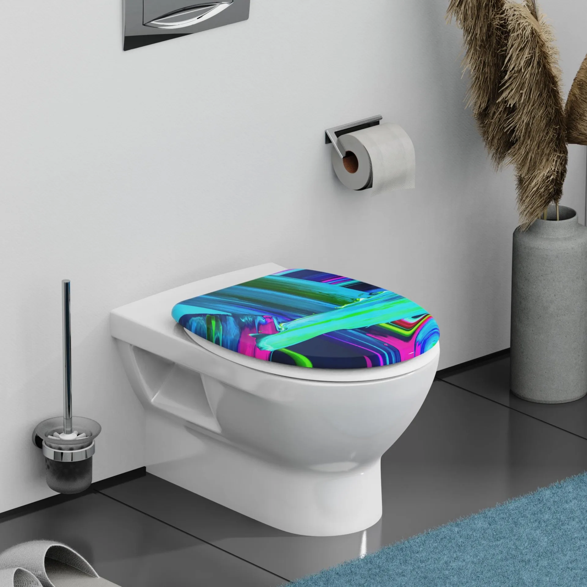 SCHÜTTE NEON PAINT WC-Sitz, Kunststoff, mit Absenkautomatik