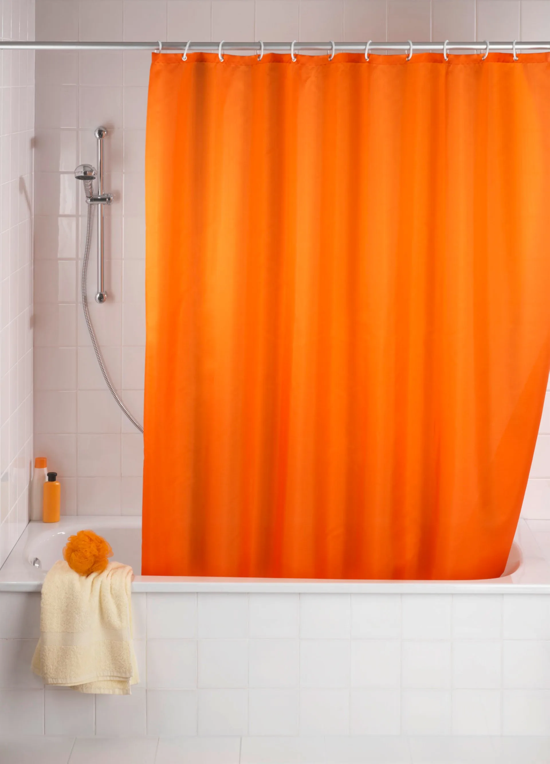 WENKO UNI Duschvorhang 180 x 200 cm, Orange, waschbar
