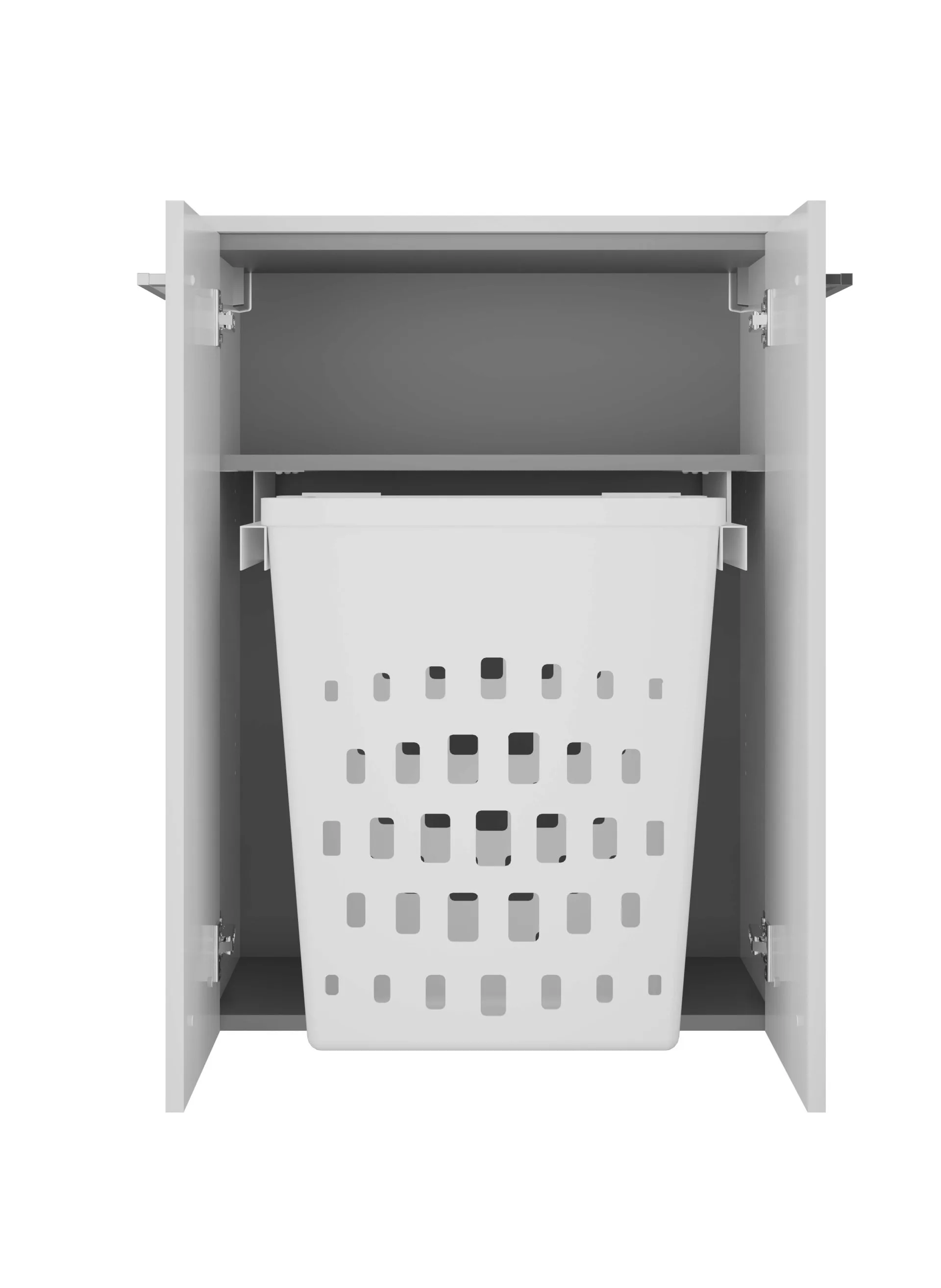 FACKELMANN VERONA Doppel Midischrank 60 cm breit, Weiß Hochglanz, mit Wäschekorb