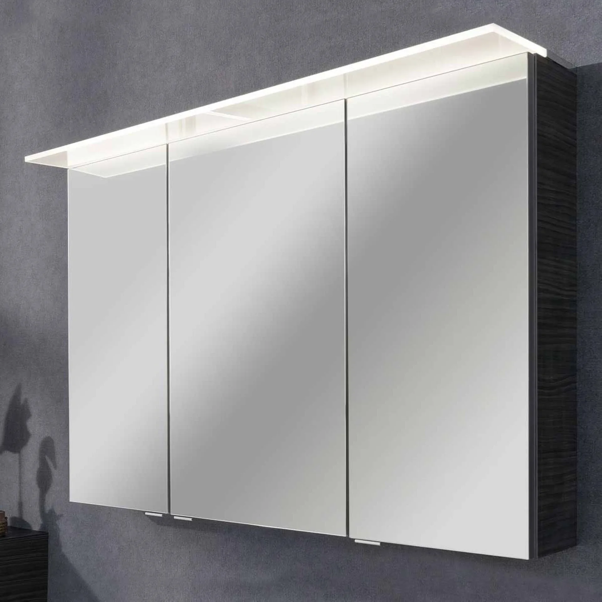 FACKELMANN B.PERFEKT Waschtisch Set mit Spiegelschrank 103 cm breit, Anthrazit, Waschbecken Keramik Weiß