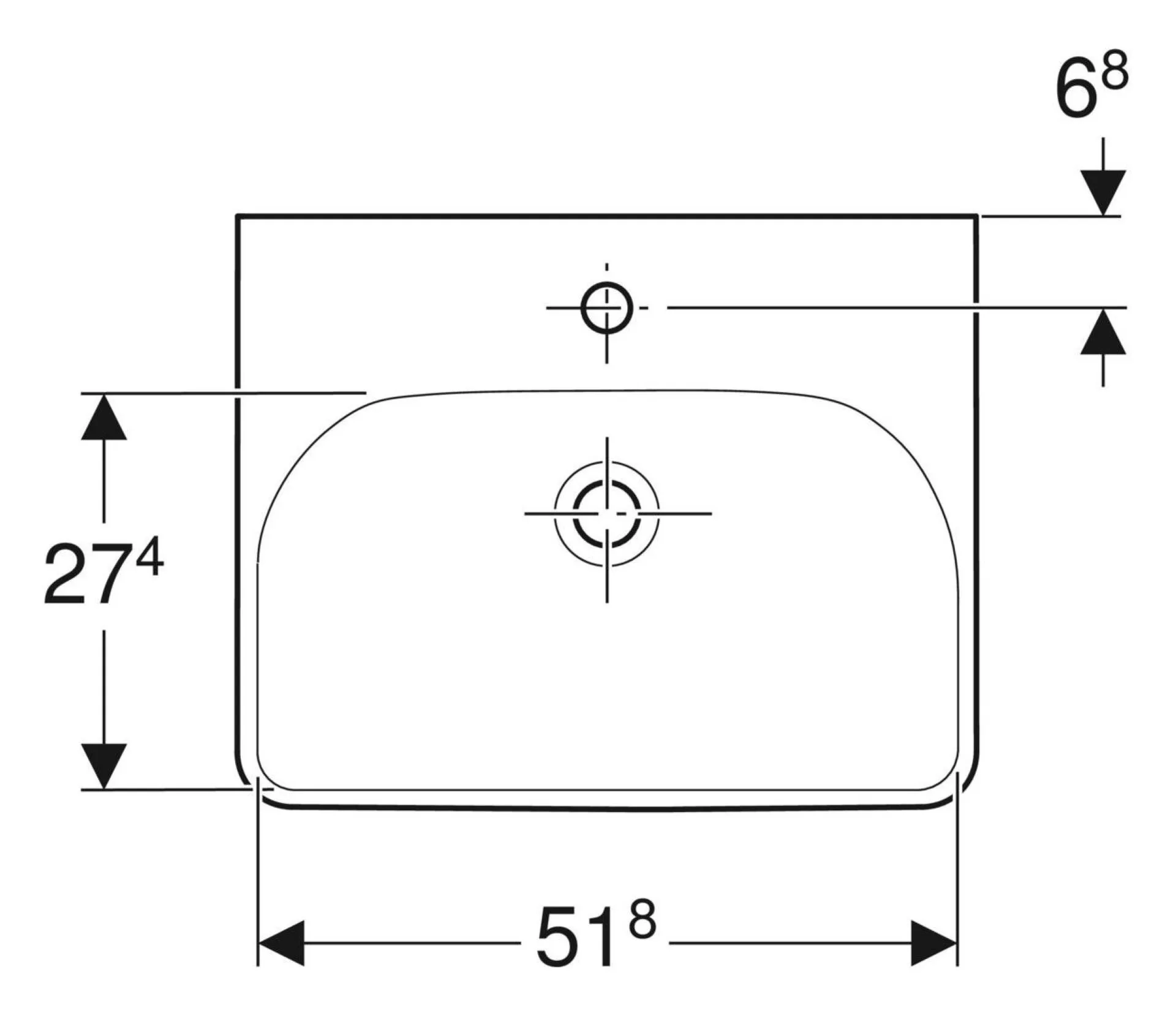 GEBERIT SMYLE SQUARE Waschbecken Keramik 55 cm breit, Weiß