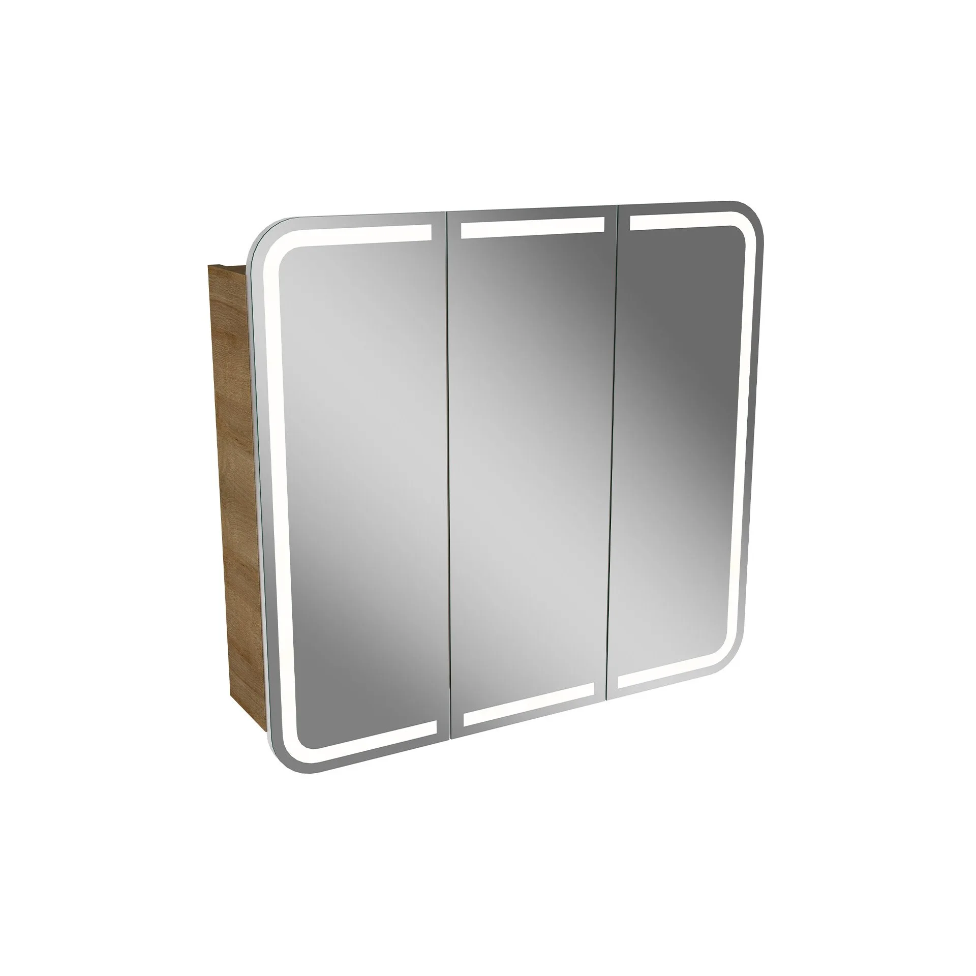 LANZET M9 LED Spiegelschrank 80 cm breit, Braun hell