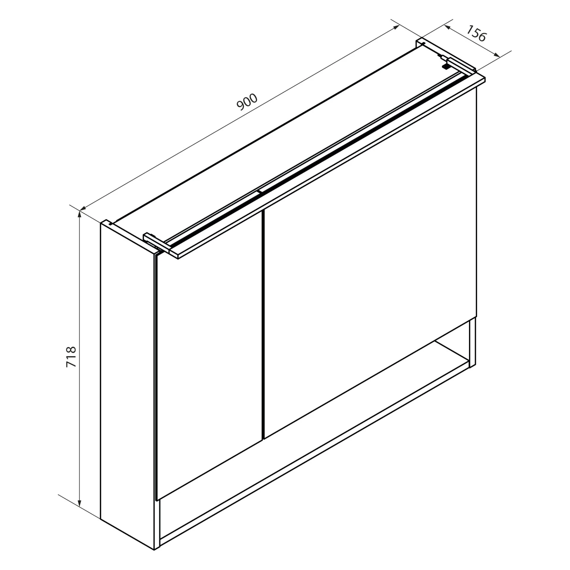 FACKELMANN B.PARIS LED Spiegelschrank 90 cm breit, Braun Dunkel/Schwarz