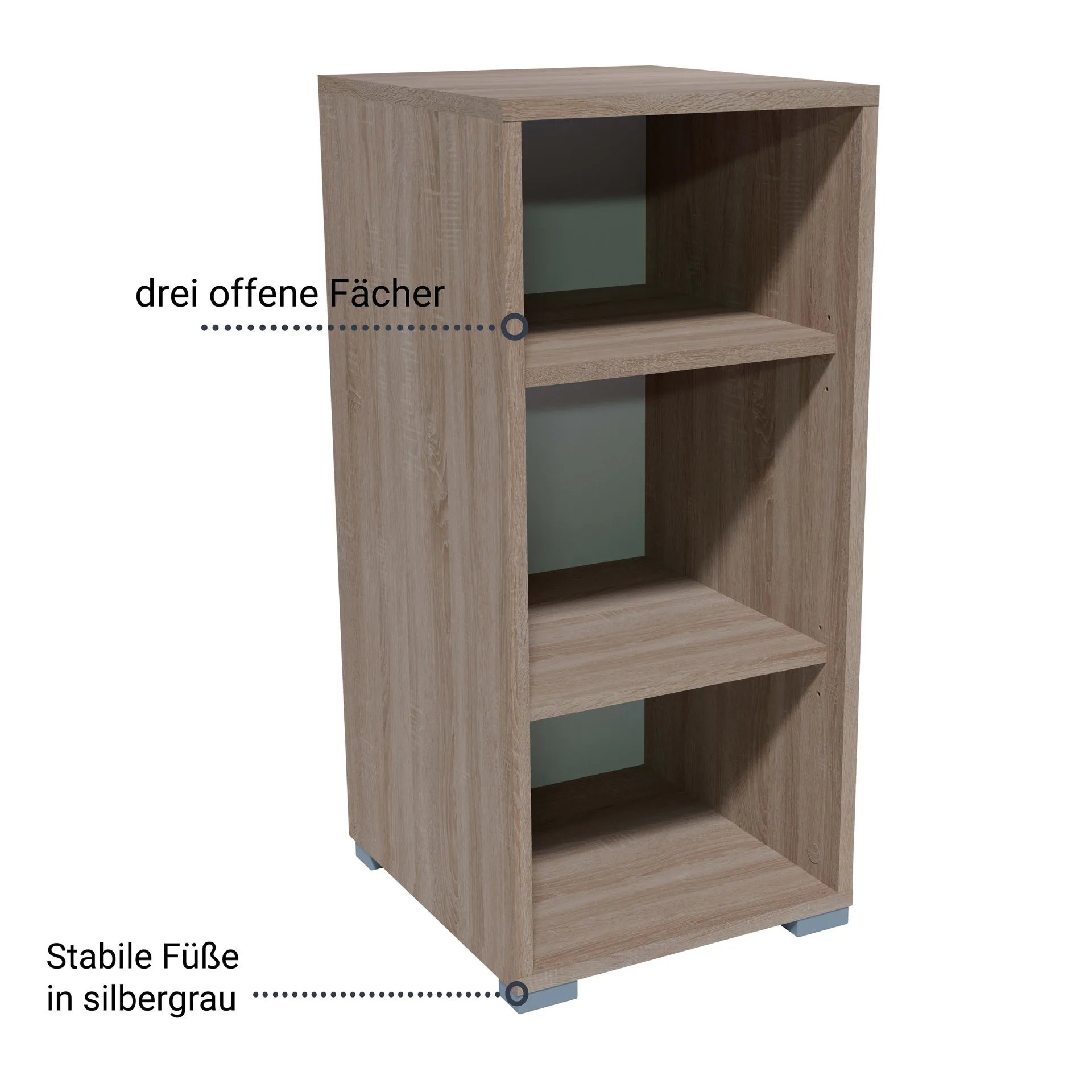 BADEDU VEER Regal 35 cm breit, Braun, 3 Fächer